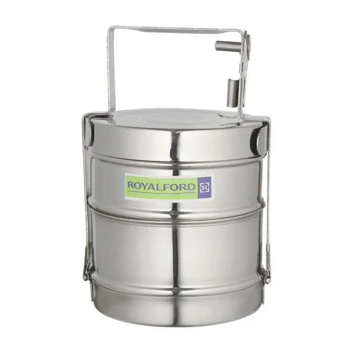 2 Layer Bombay Tiffin, Stainless Steel, RF10557 - Tiffin Box for Office Use, Student, Women, Men, Girls, Traditional Tiffin Boxes - Image 3