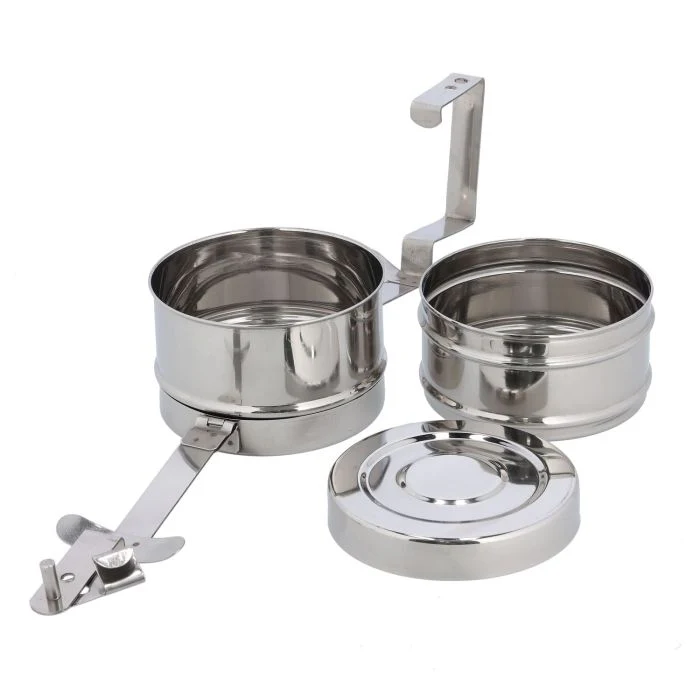 2 Layer Bombay Tiffin, Stainless Steel, RF10557 - Tiffin Box for Office Use, Student, Women, Men, Girls, Traditional Tiffin Boxes - Image 4