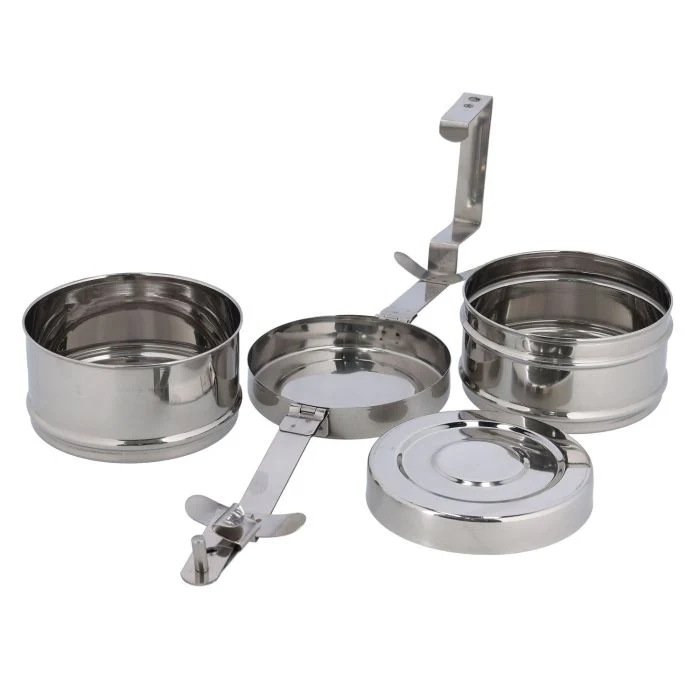 2 Layer Bombay Tiffin, Stainless Steel, RF10557 - Tiffin Box for Office Use, Student, Women, Men, Girls, Traditional Tiffin Boxes - Image 5