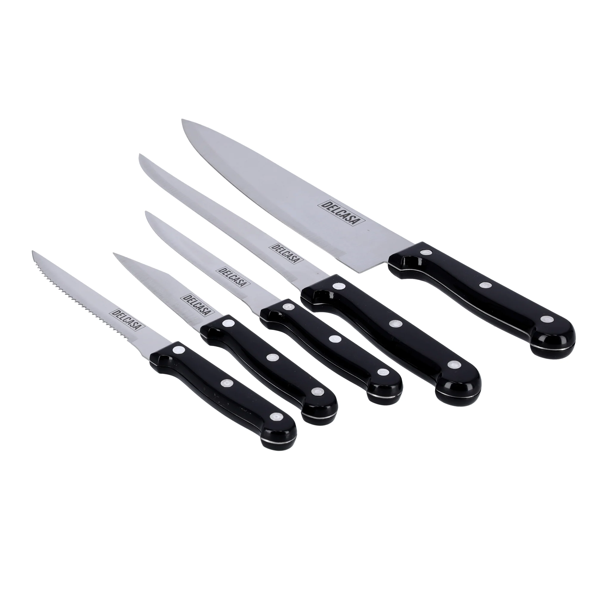 Delcasa DC1055 Caliber Kitchen Tools Set| wooden holder, stainless steel blades and strong plastic handles| Ergonomic hygienic design & dishwasher safe cleaning| - Image 5
