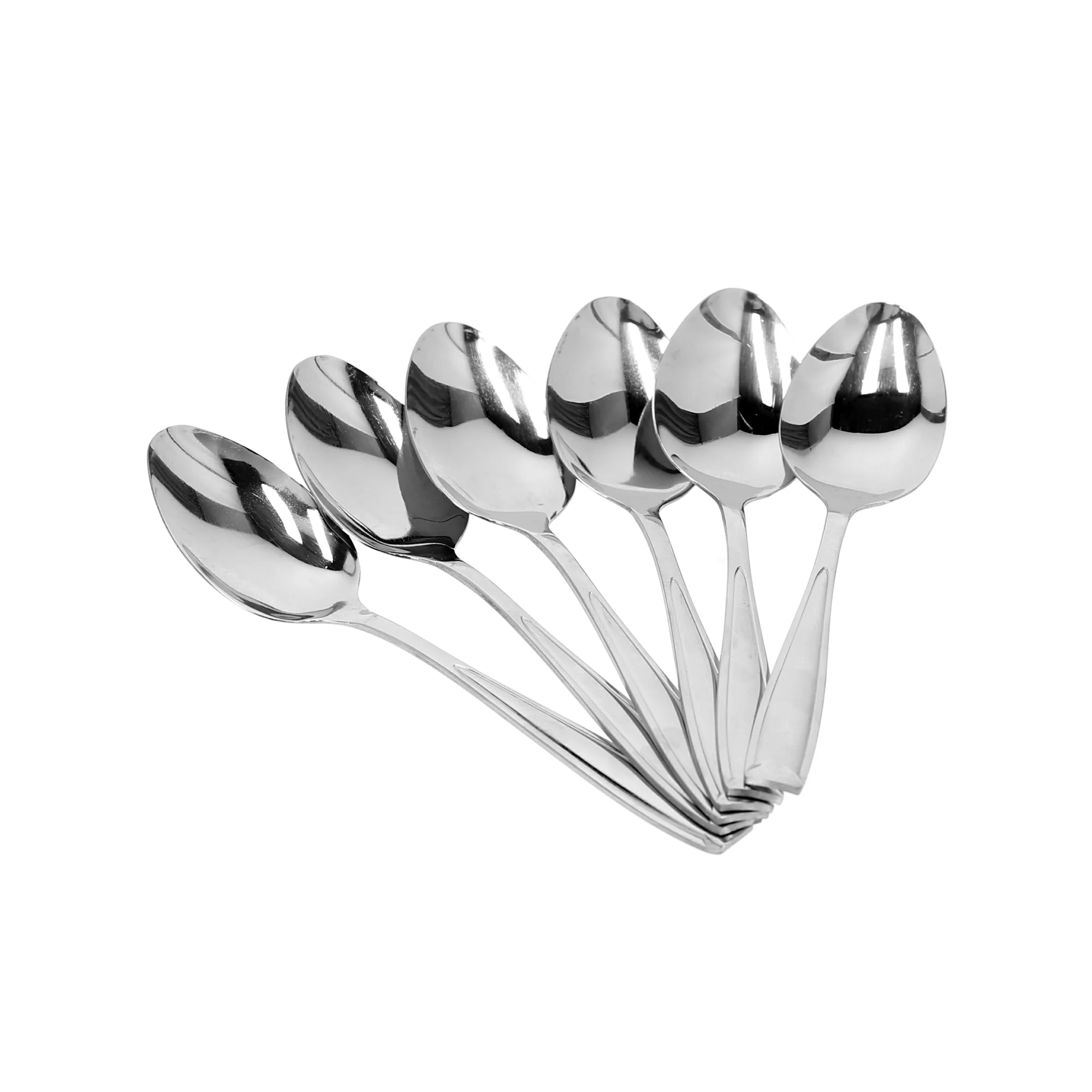 Delcasa DC1096 6 PCS Stainless Steel Dessert Spoon Set| mirror finish with rust-resistant body| ergonomic grip and durable design for daily dining and desserts|