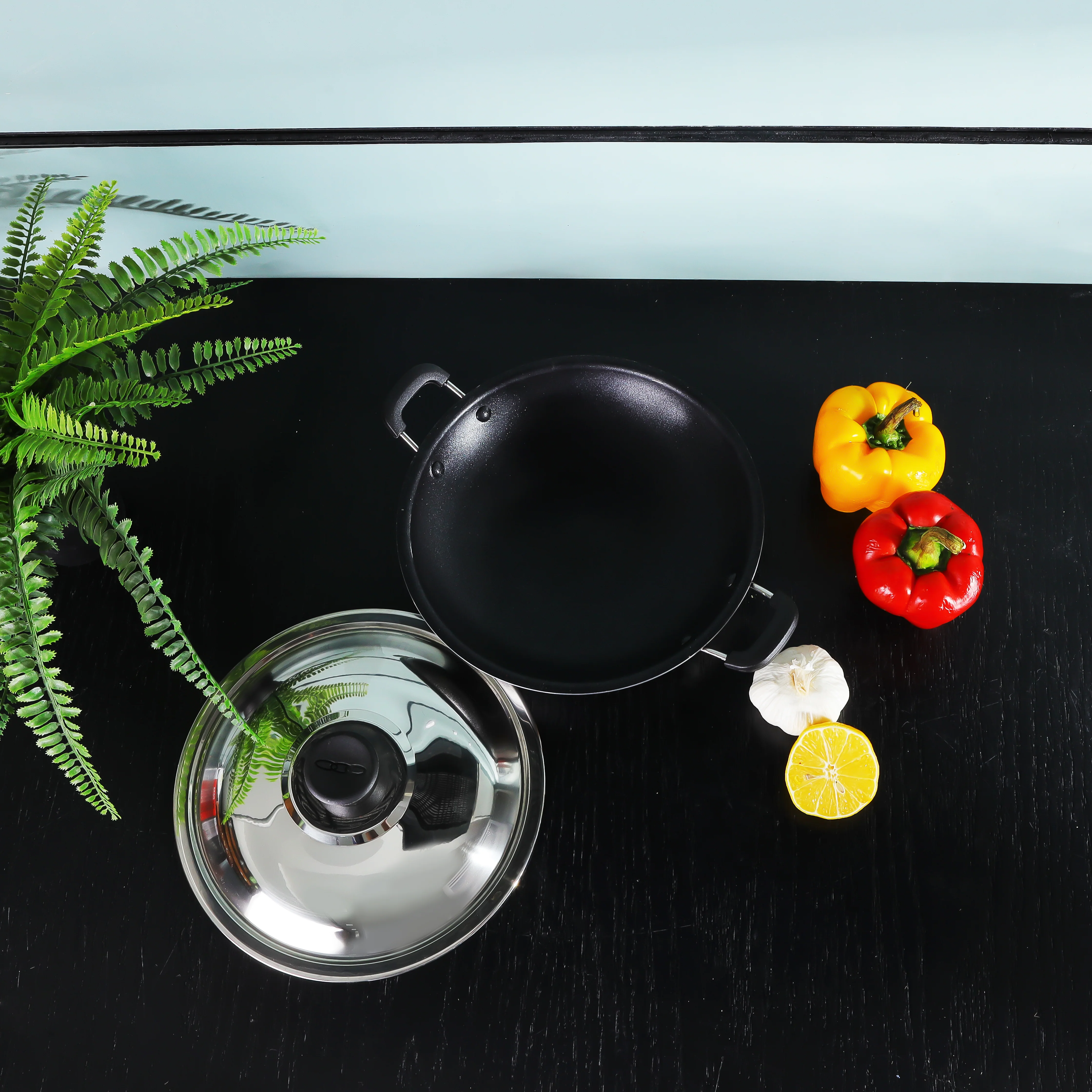 Delcasa DC1153 Aluminium Non-Stick Appa Chatti 21cm | premium aluminium body & non-stick coating, easy cooking| includes stainless steel lid for better heating| - Image 2