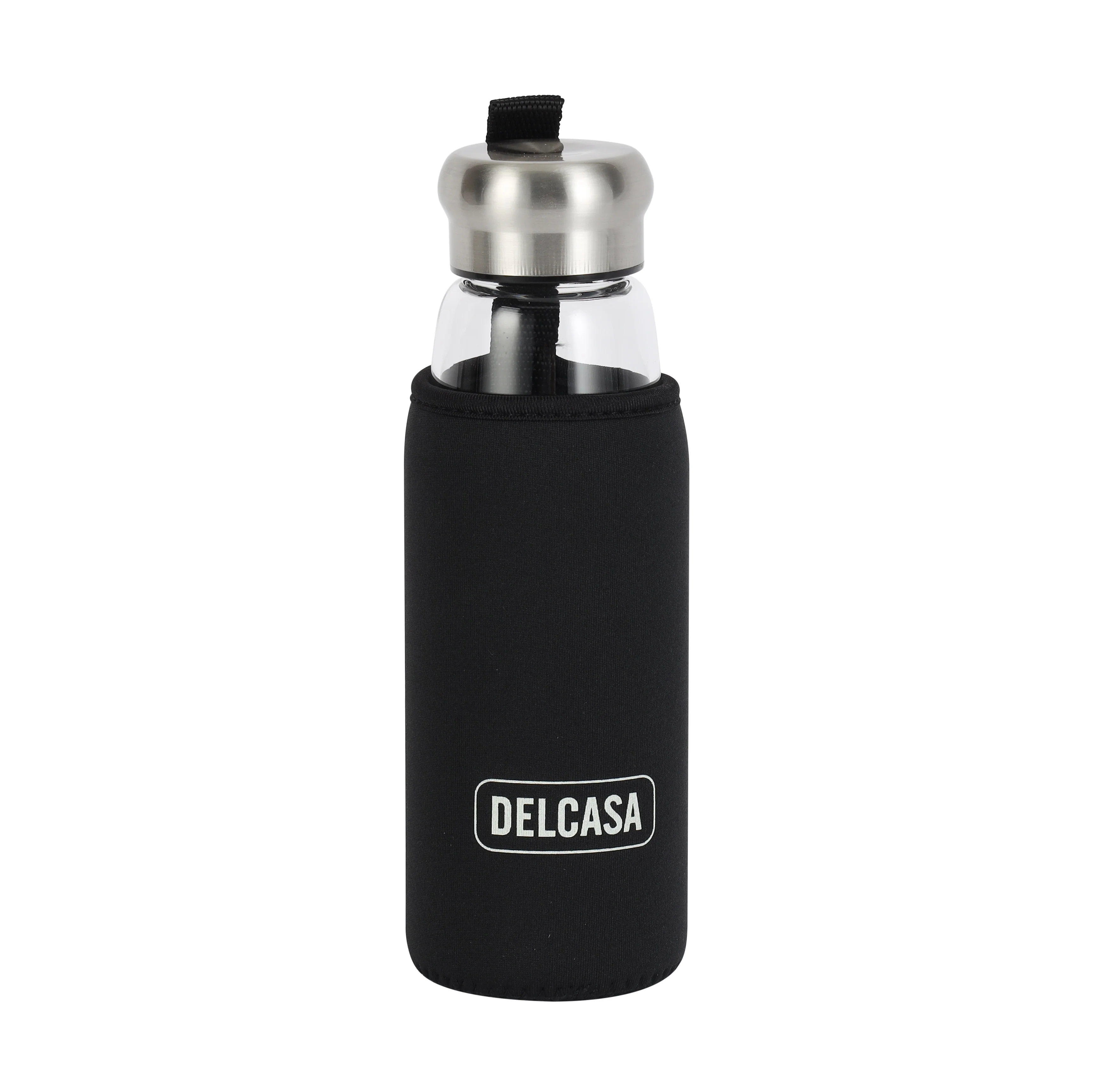 Delcasa DC1315 Borosilicate Glass Water Bottle 420ML| Neoprene Pouch â Reusable, Portable & Leak-Resistant for Travel| Gym & Daily Hydration and Healthy Living|