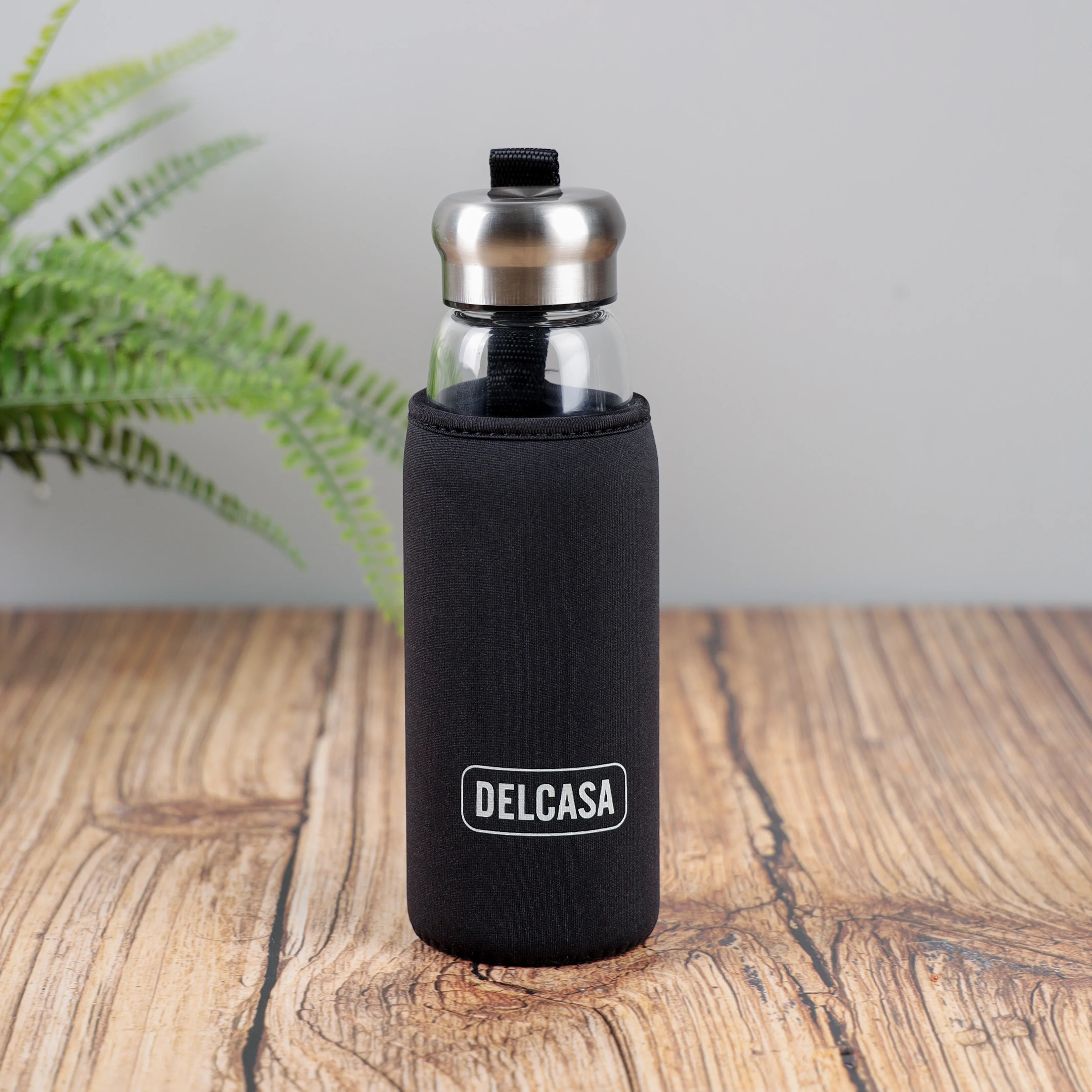 Delcasa DC1315 Borosilicate Glass Water Bottle 420ML| Neoprene Pouch â Reusable, Portable & Leak-Resistant for Travel| Gym & Daily Hydration and Healthy Living| - Image 2