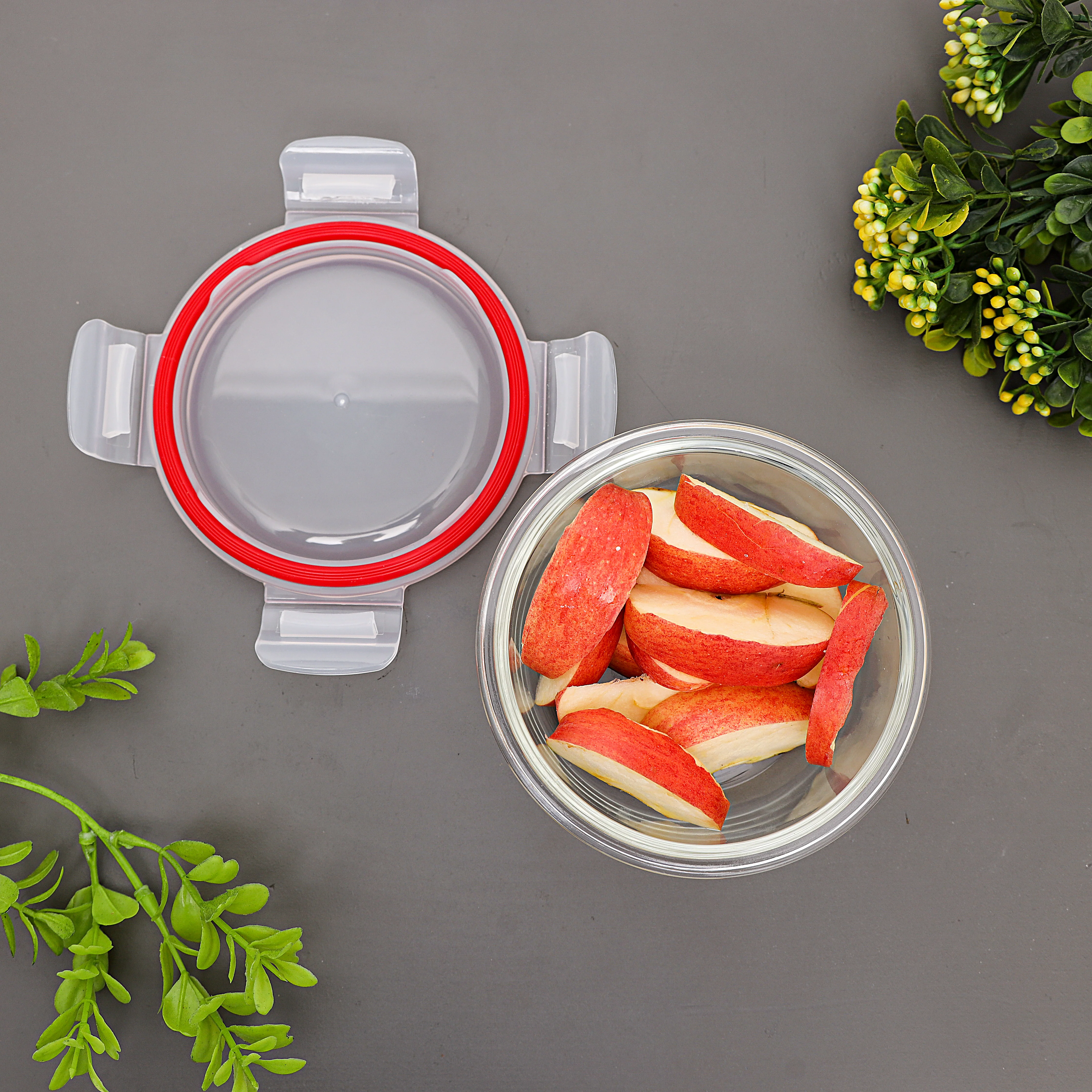 Delcasa DC1431 Round Glass Airtight Container| 400ML borosilicate glass food container with airtight lid| freezer, dishwasher & oven safe for daily use at home| - Image 3