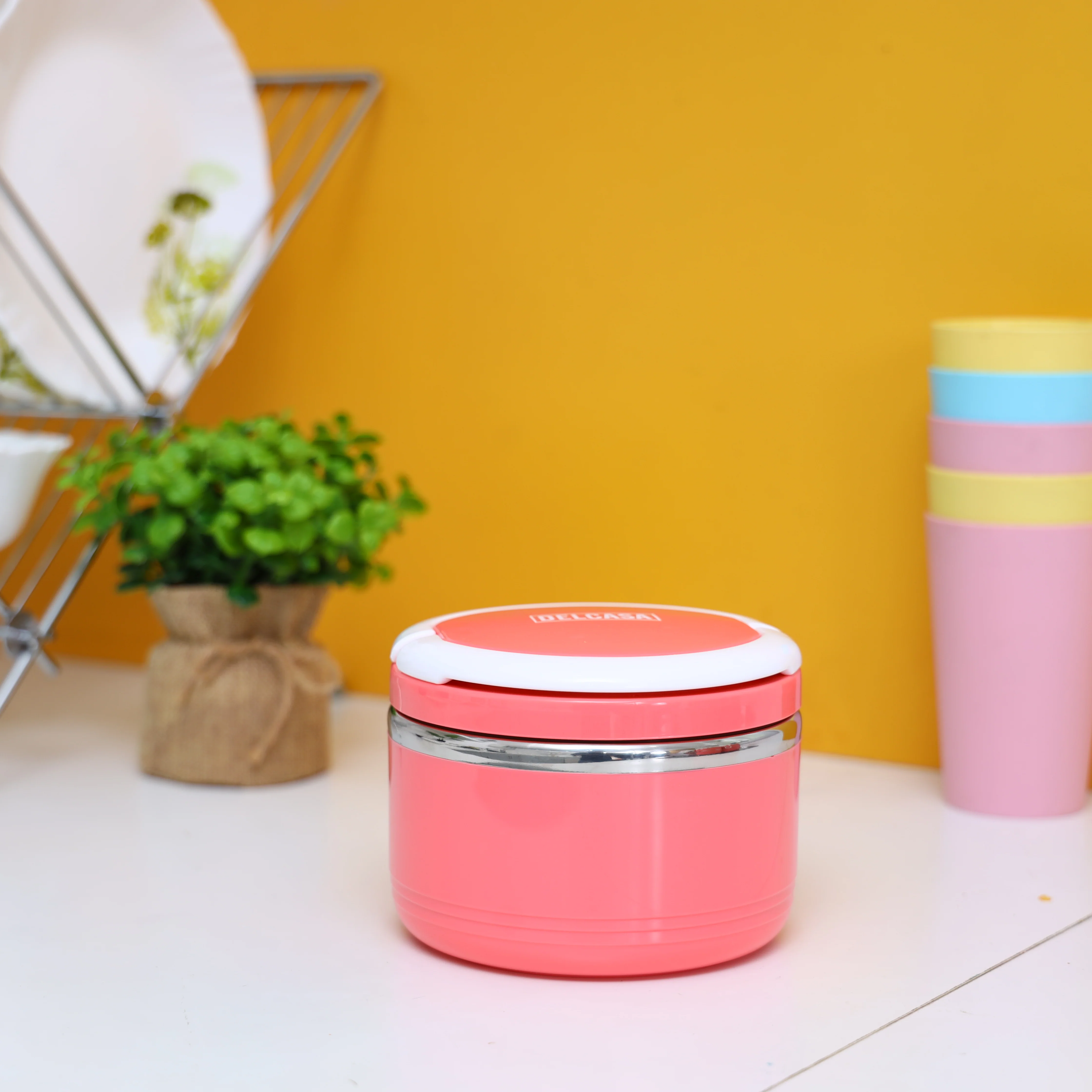 Delcasa DC1621 Single Layer Lunch Box| BPA free body, stainless steel inner and Leakproof silicone ring| extended fastening lid & heat retention for fresh meals| - Image 3