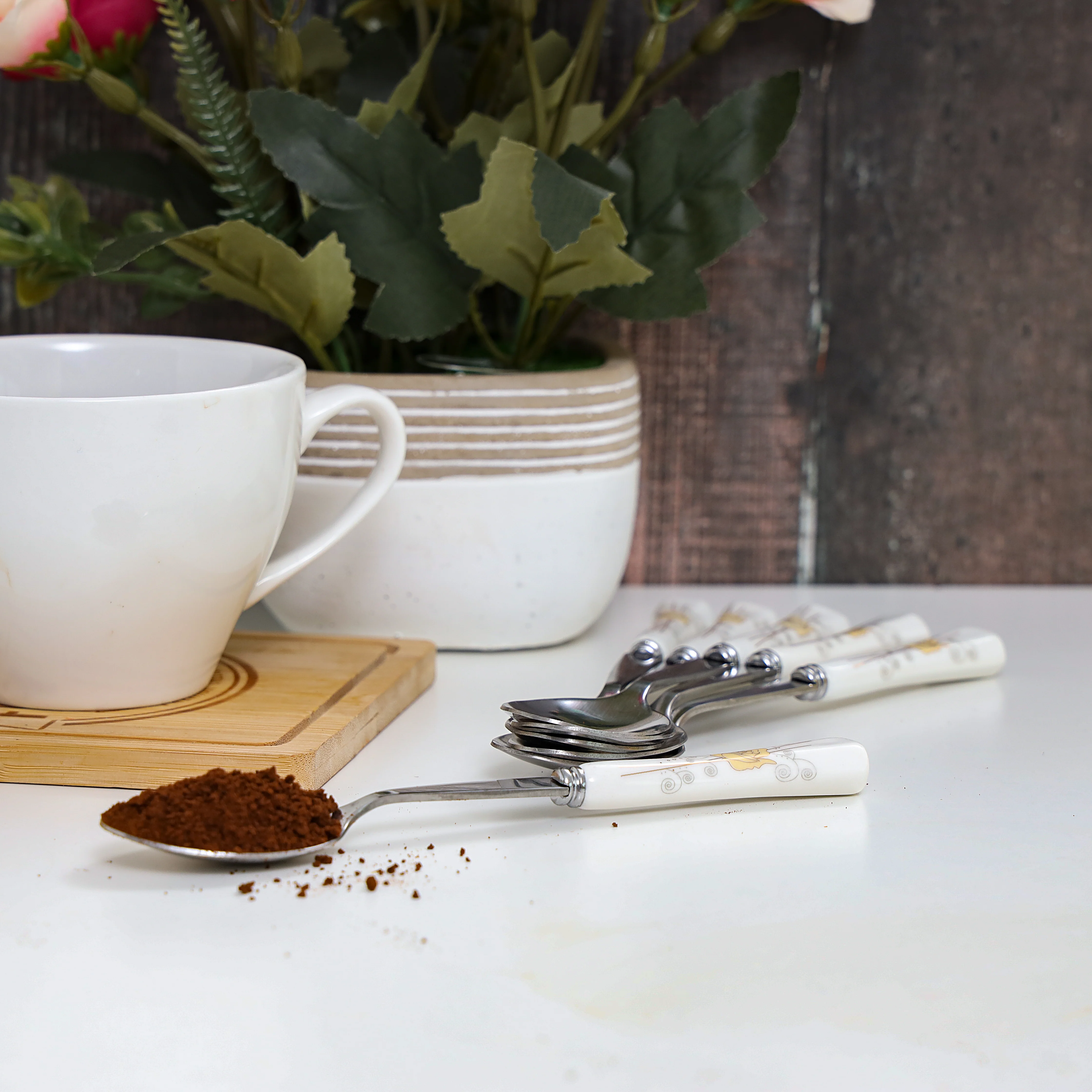 Delcasa DC1629 6PCS Tea Spoon Set| from durable stainless steel with elegant printed handles| Polished finish, easy to clean, perfect for tea, coffee & desserts| - Image 3
