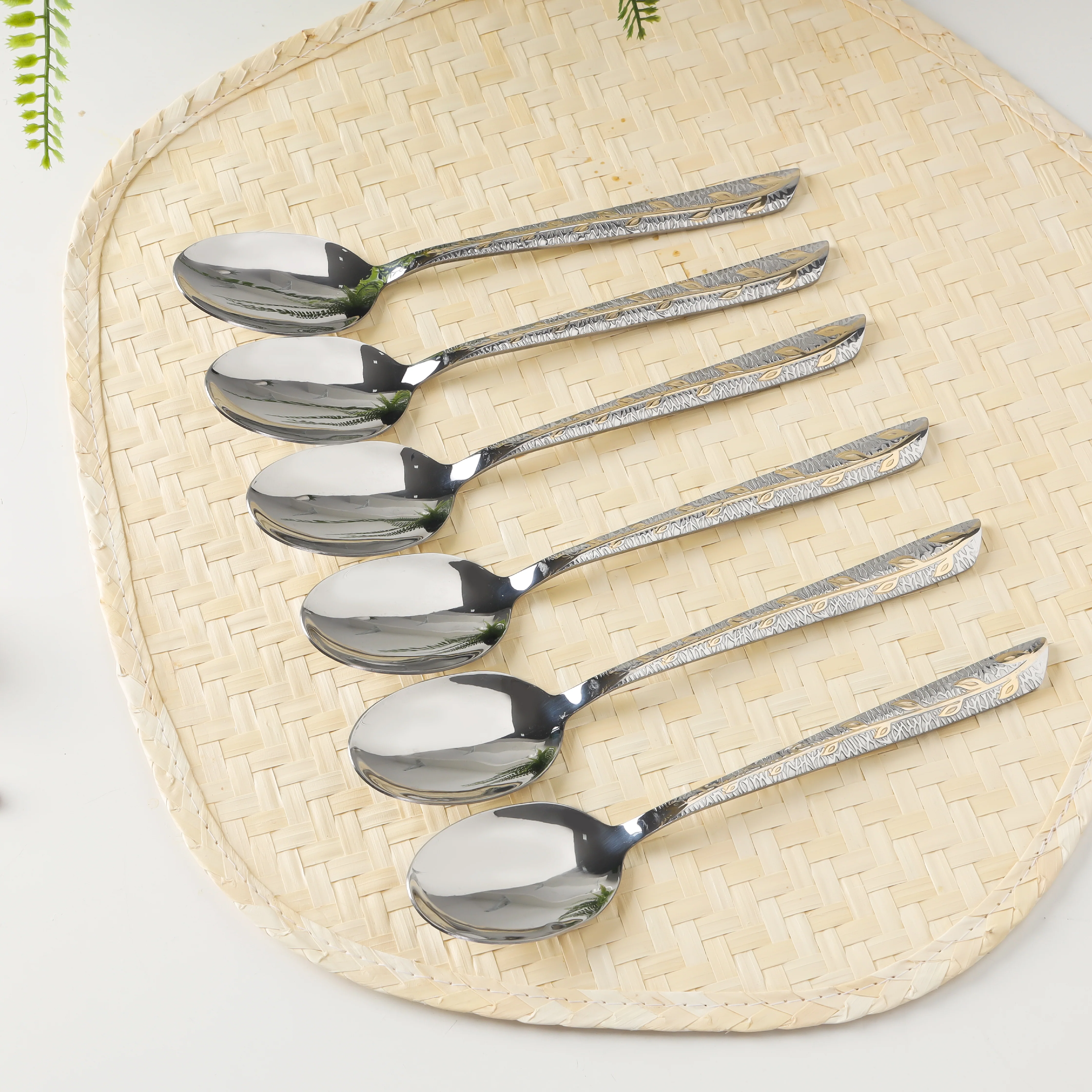 Delcasa DC1632 6PCS Dinner Spoon Set| Stainless Steel Build, Elegant Mirror Finish & Comfortable Grip| for Daily Dining and Serving Use at Home & Parties Daily| - Image 3