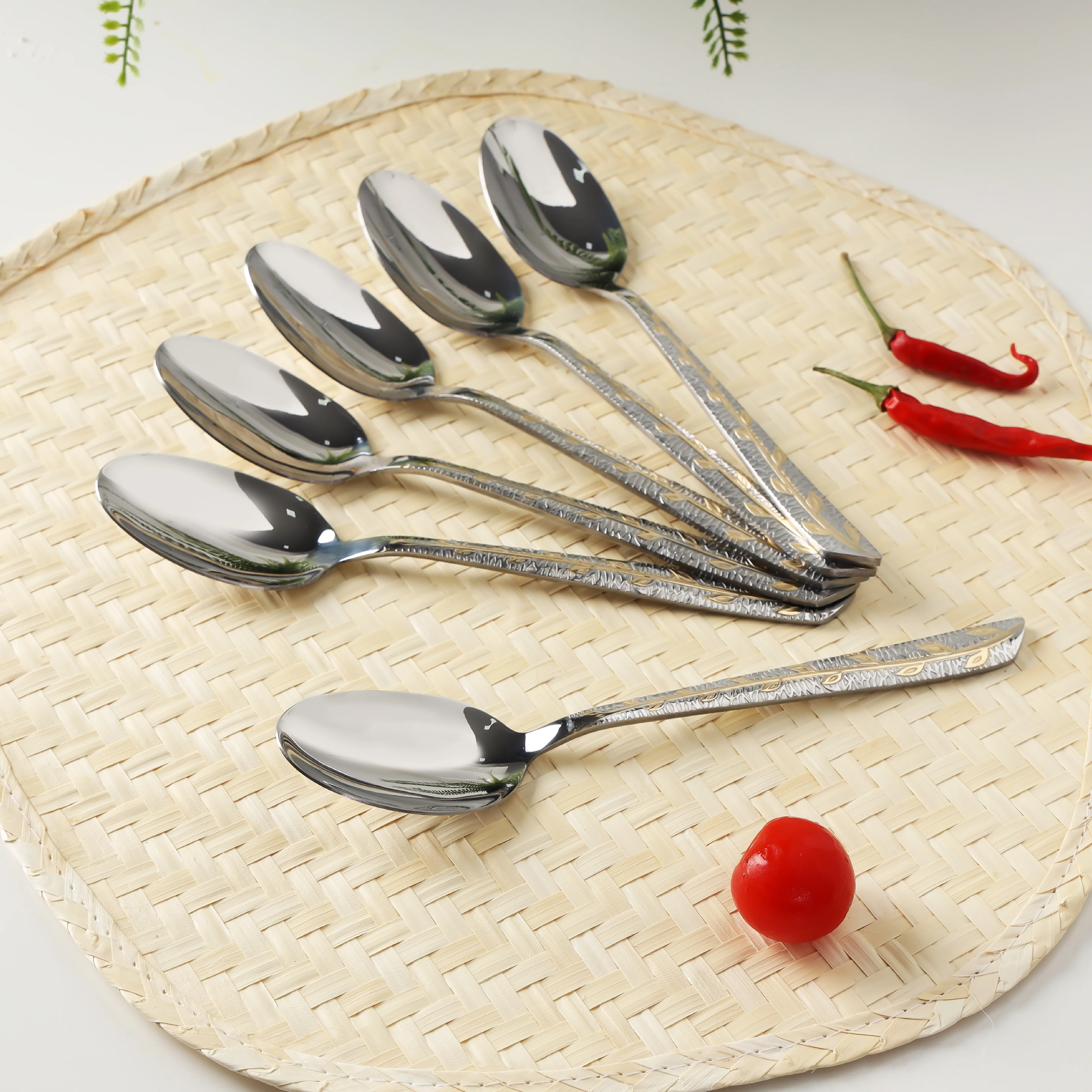 Delcasa DC1632 6PCS Dinner Spoon Set| Stainless Steel Build, Elegant Mirror Finish & Comfortable Grip| for Daily Dining and Serving Use at Home & Parties Daily| - Image 4