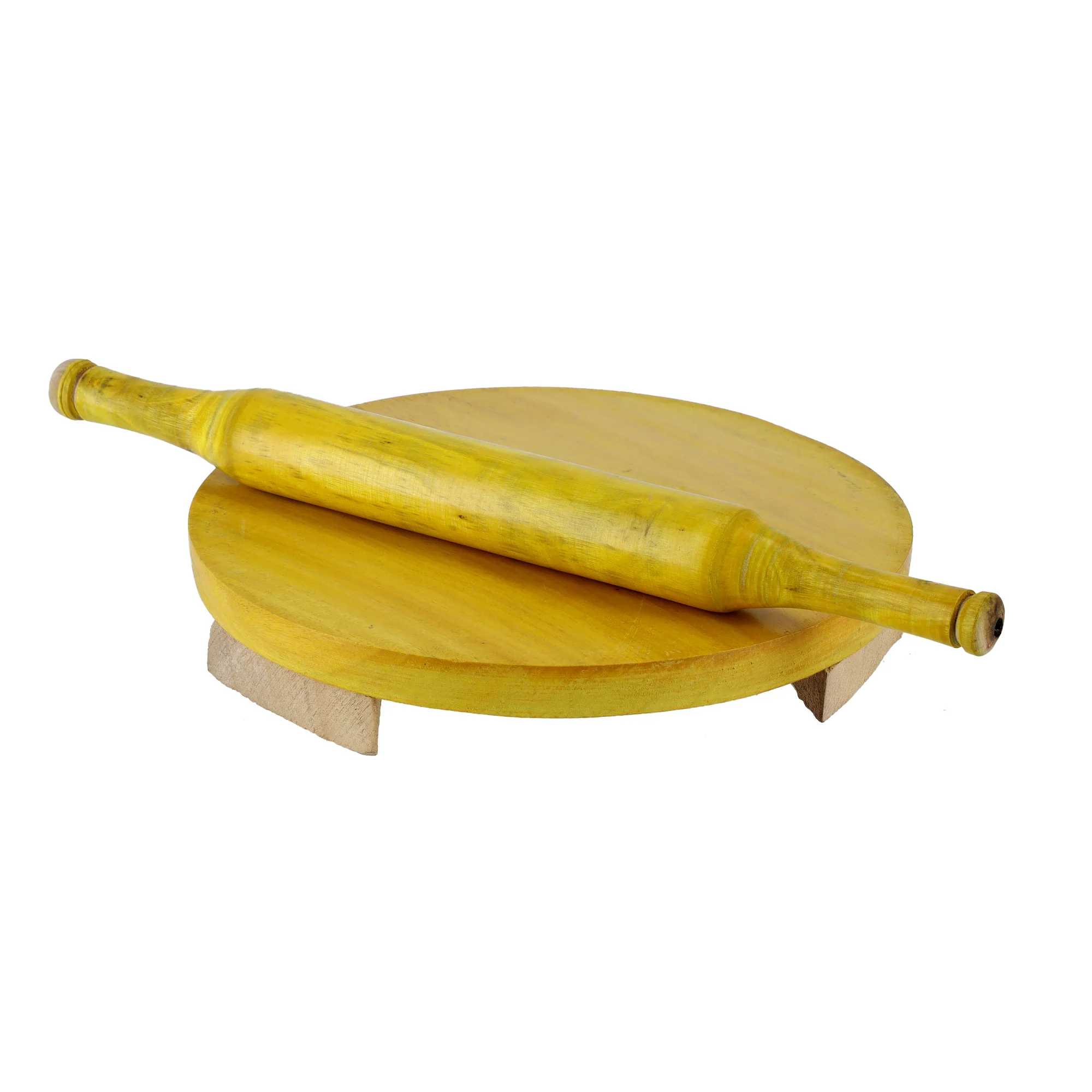 Delcasa DC1872 Chapathi Table | Belan wooden rolling board set gives a smooth durable surface for rolling chapathi & roti | strong belan for easy Everyday uses|