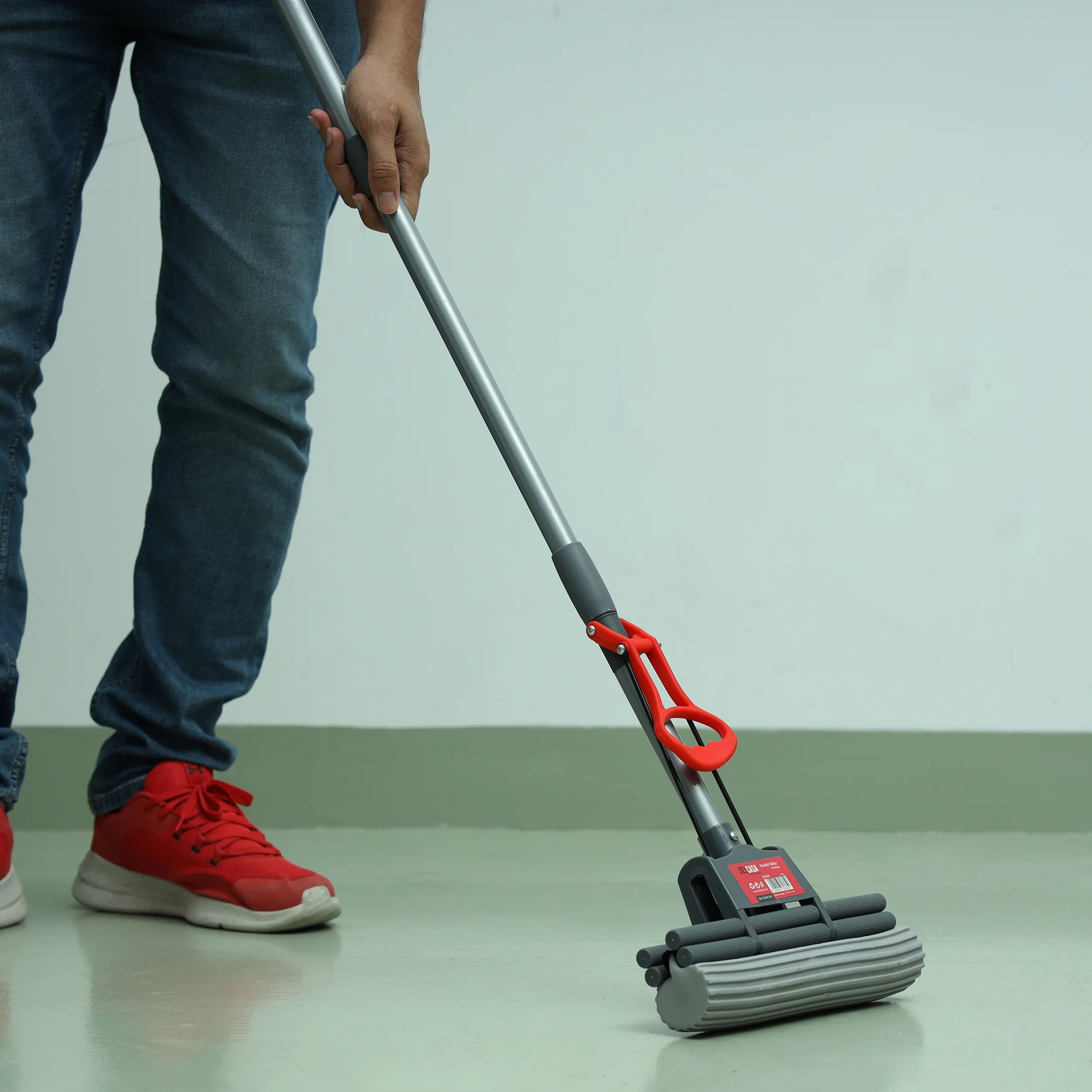 Delcasa DC2360 Double Roller PVA Mop | durable iron handle and highly absorbent PVA sponge head| 125x27cm, double roller wringer for quick, easy floor cleaning| - Image 3