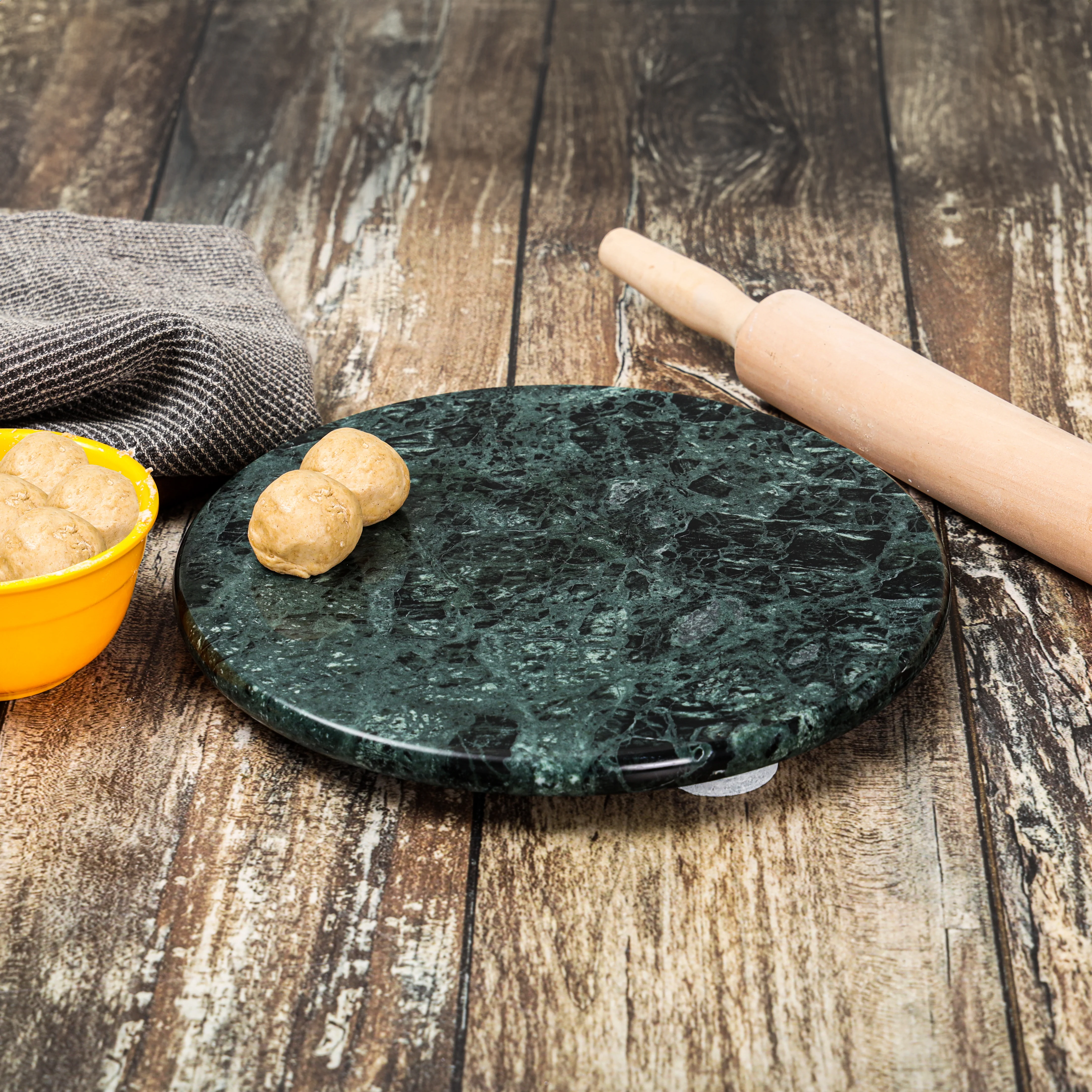 Delcasa DC2416 Green Marble Chapati Table| provides a smooth and cool rolling surface for chapati| roti and paratha. Strong, hygienic, durable and easy to clean| - Image 3