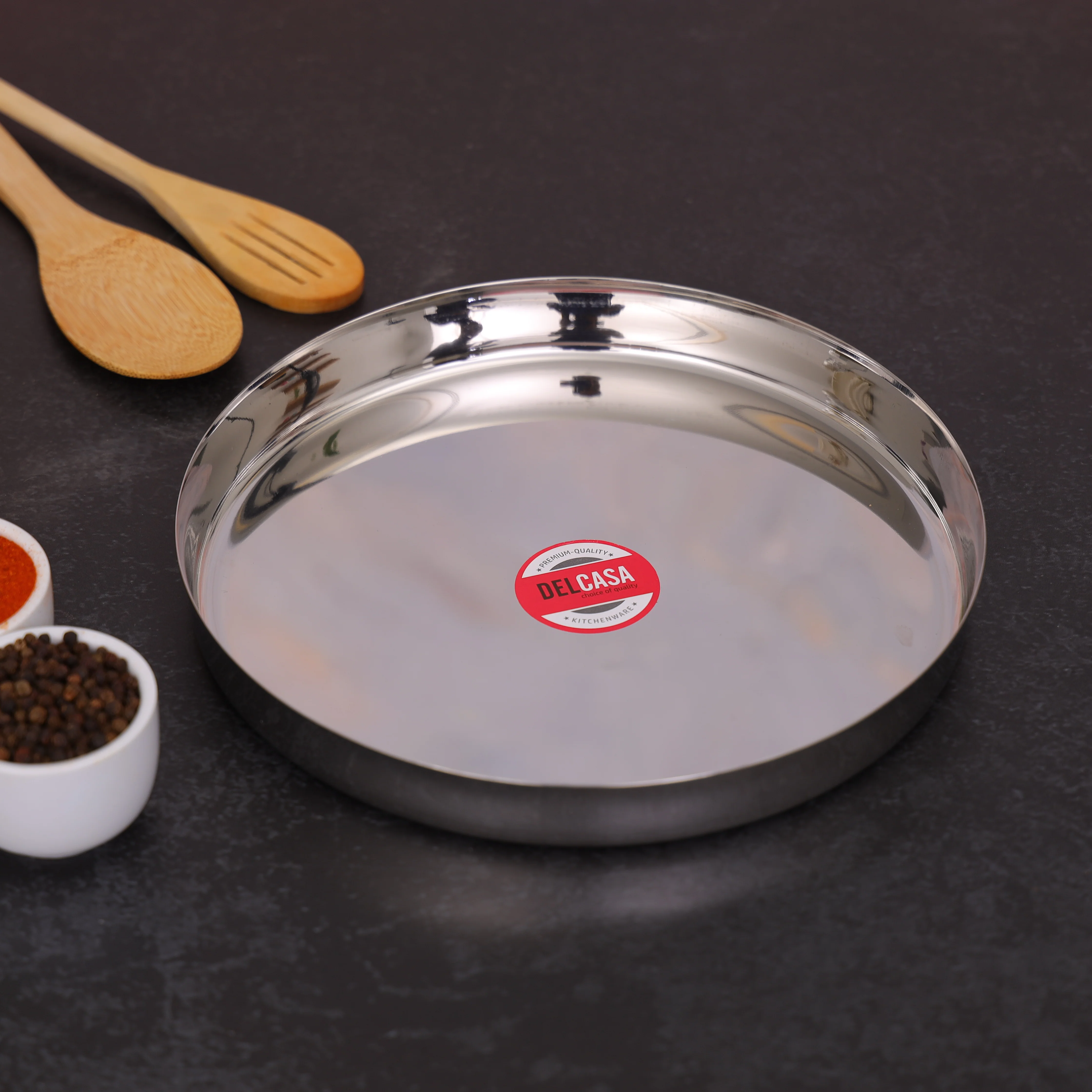 Delcasa DC2434 12 Inch Stainless Steel Plate| high quality stainless steel, durable & rust resistant| easy to clean, dishwasher safe and ideal for daily dining| - Image 3