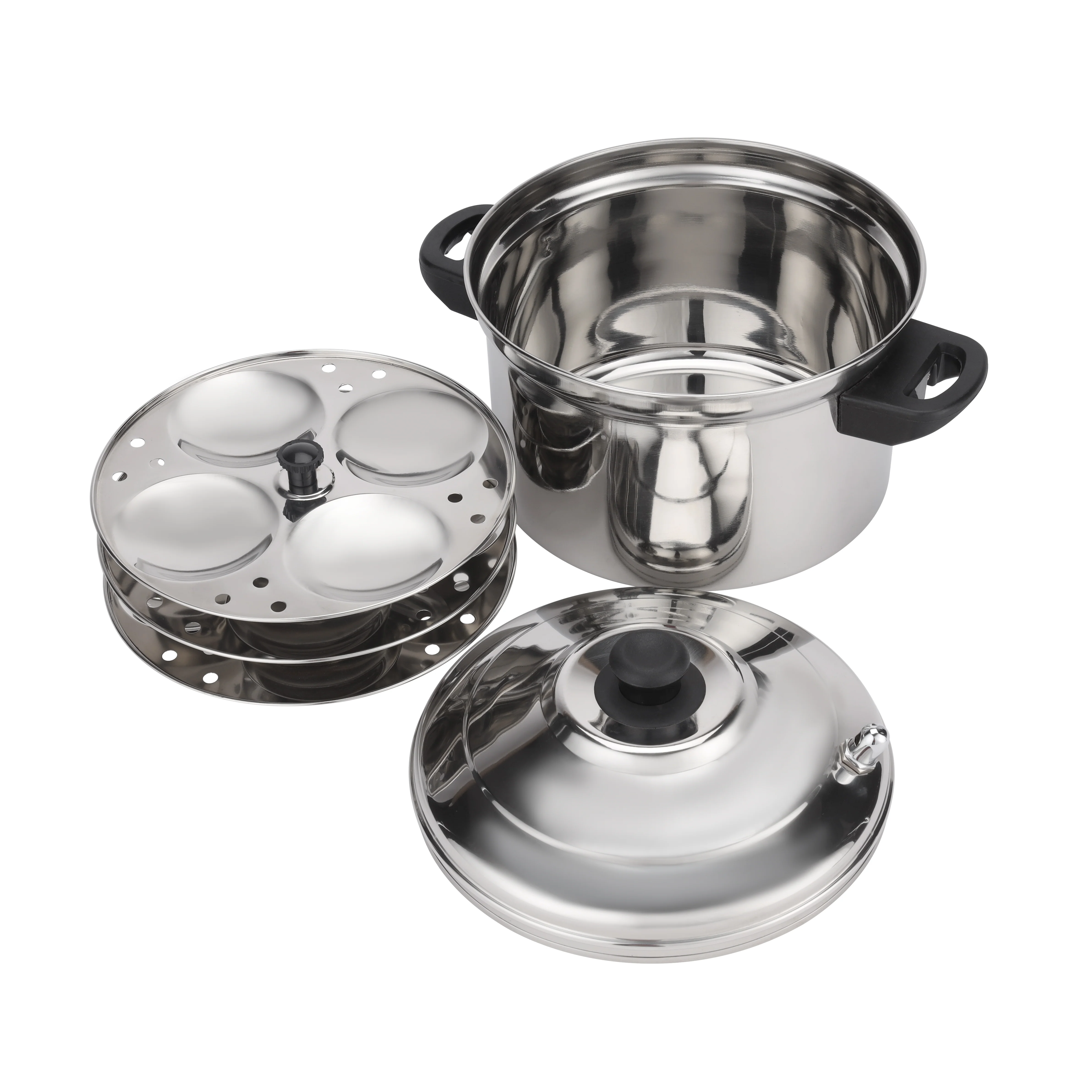Delcasa DC2872 Double Layer Steamer Pot 3L| Stainless Steel 3 Rack Idli Maker and Induction Compatible| Stainless-Steel Body, Easy Idli Steaming and Heavy Duty| - Image 5
