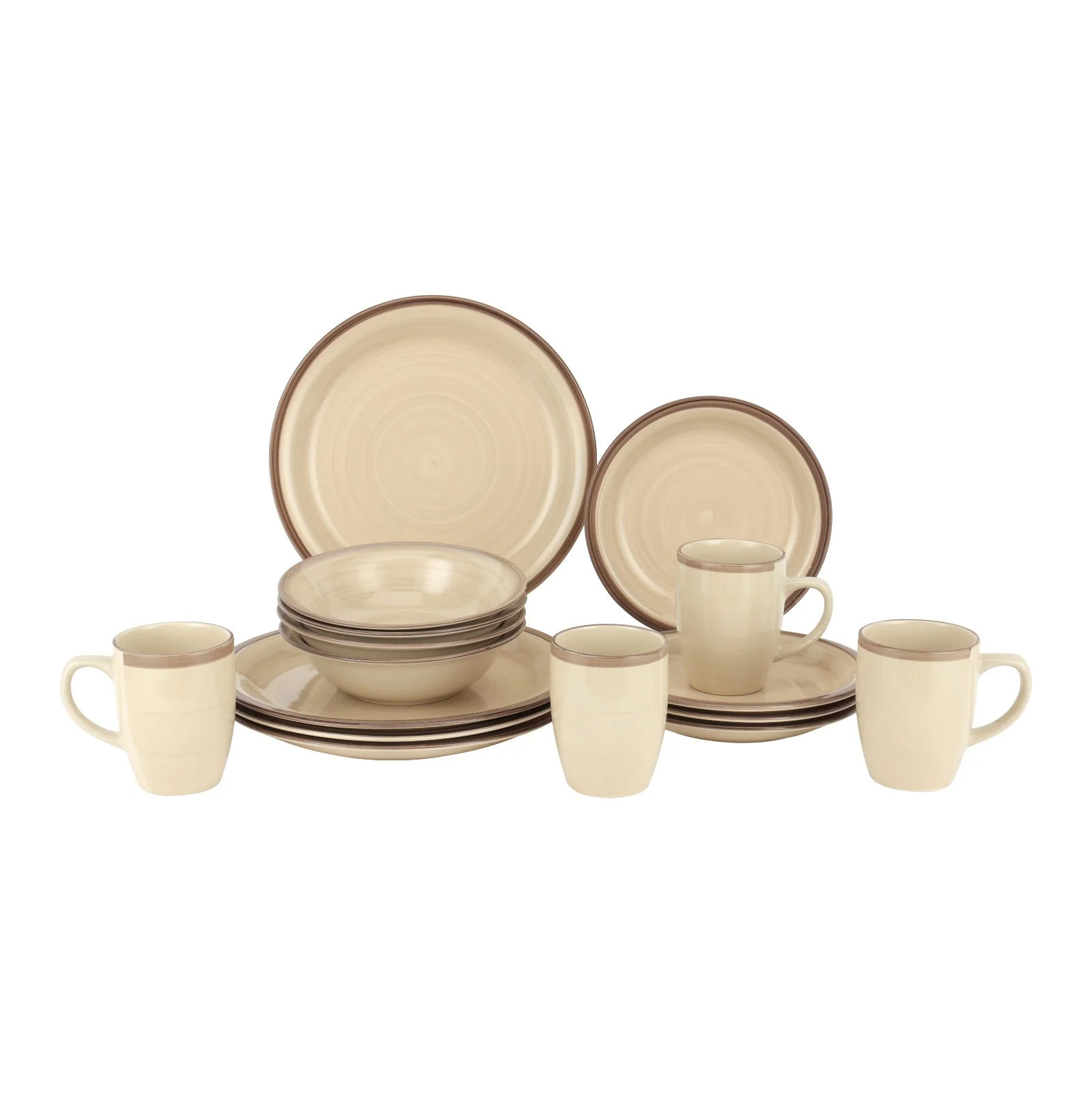 Delcasa DC3179 Stoneware Dinner Set | includes 16pcs with 10.5" dinner plates, 7.5" side plates, 7" soup bowls and 9oz mugs | microwave dishwasher freezer safe|