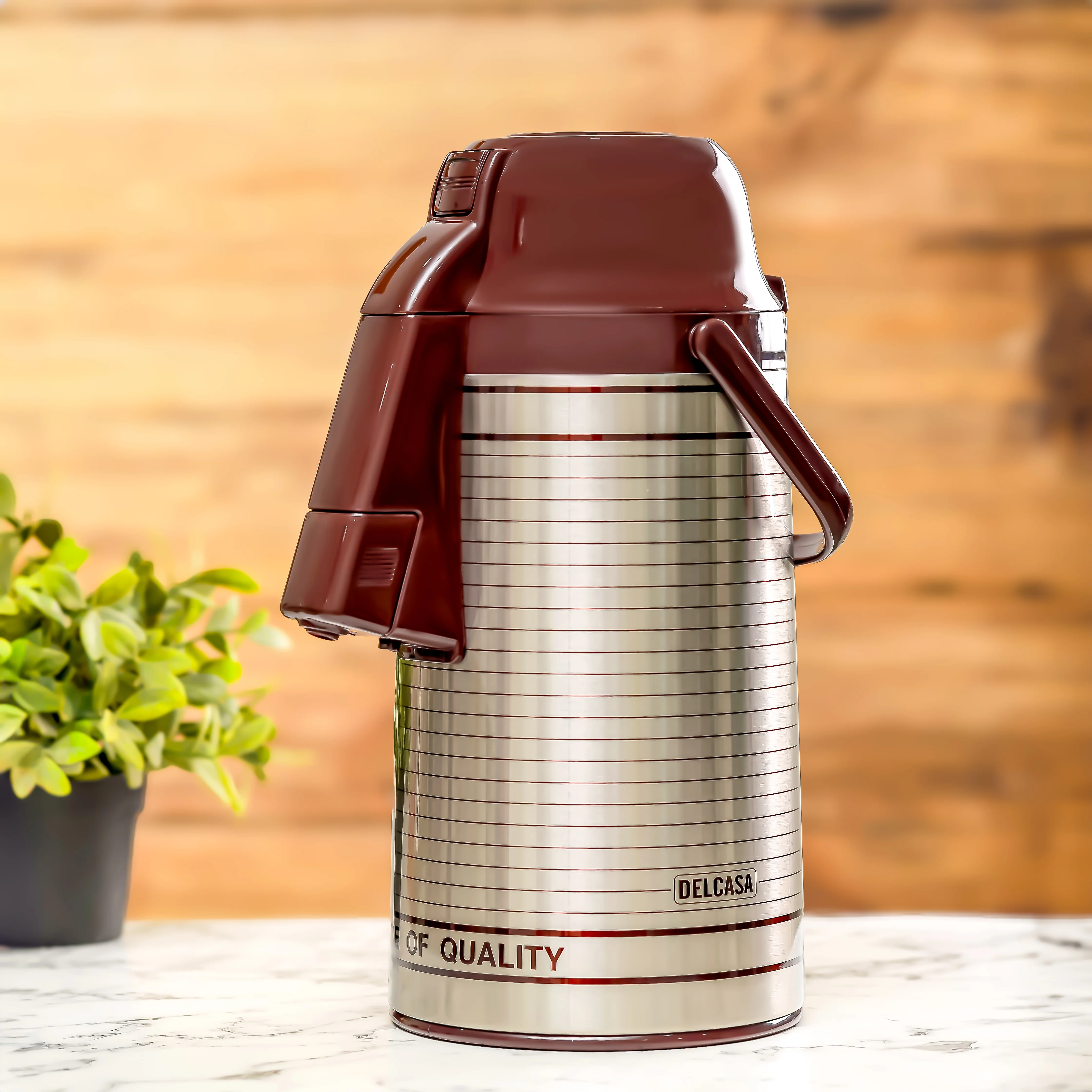 Delcasa DC3206 3L Airpot Flask| double wall vacuum insulation with pump system| rotating base, and glass inner to keep beverages hot 24 hours and cold 36 hours| - Image 2