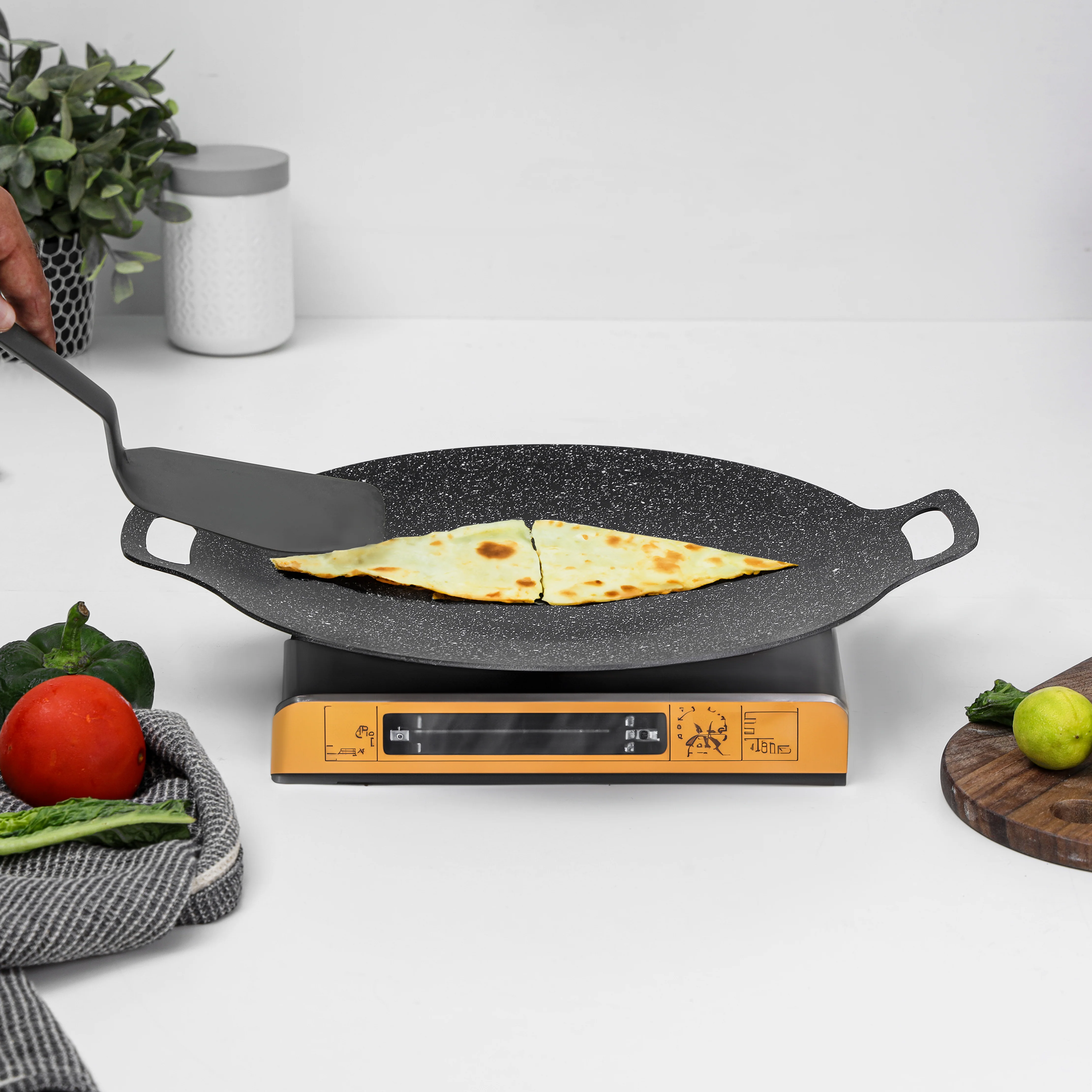 Delcasa DC3405 Non-Stick Deep Tawa| granite coating, induction compatible base & sturdy double handles| 2.5mm thickness & dishwasher safe design for daily uses| - Image 3
