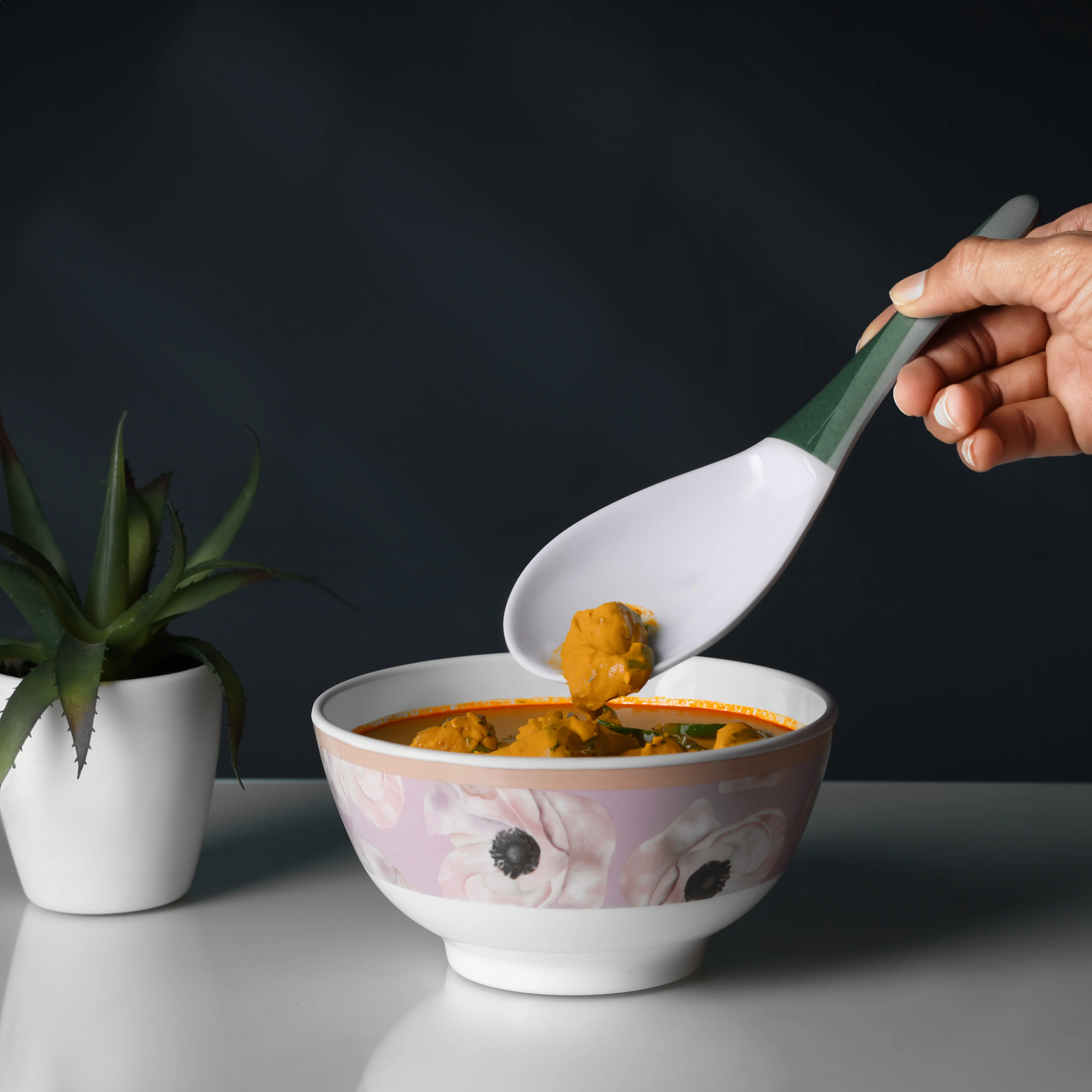 Delcasa DC3428 Melamine Ware Spoon Set| Rice & Soup Spoon Kitchen Set with lightweight and chip resistant| stain resistant, durable use for everyday kitchen use| - Image 2