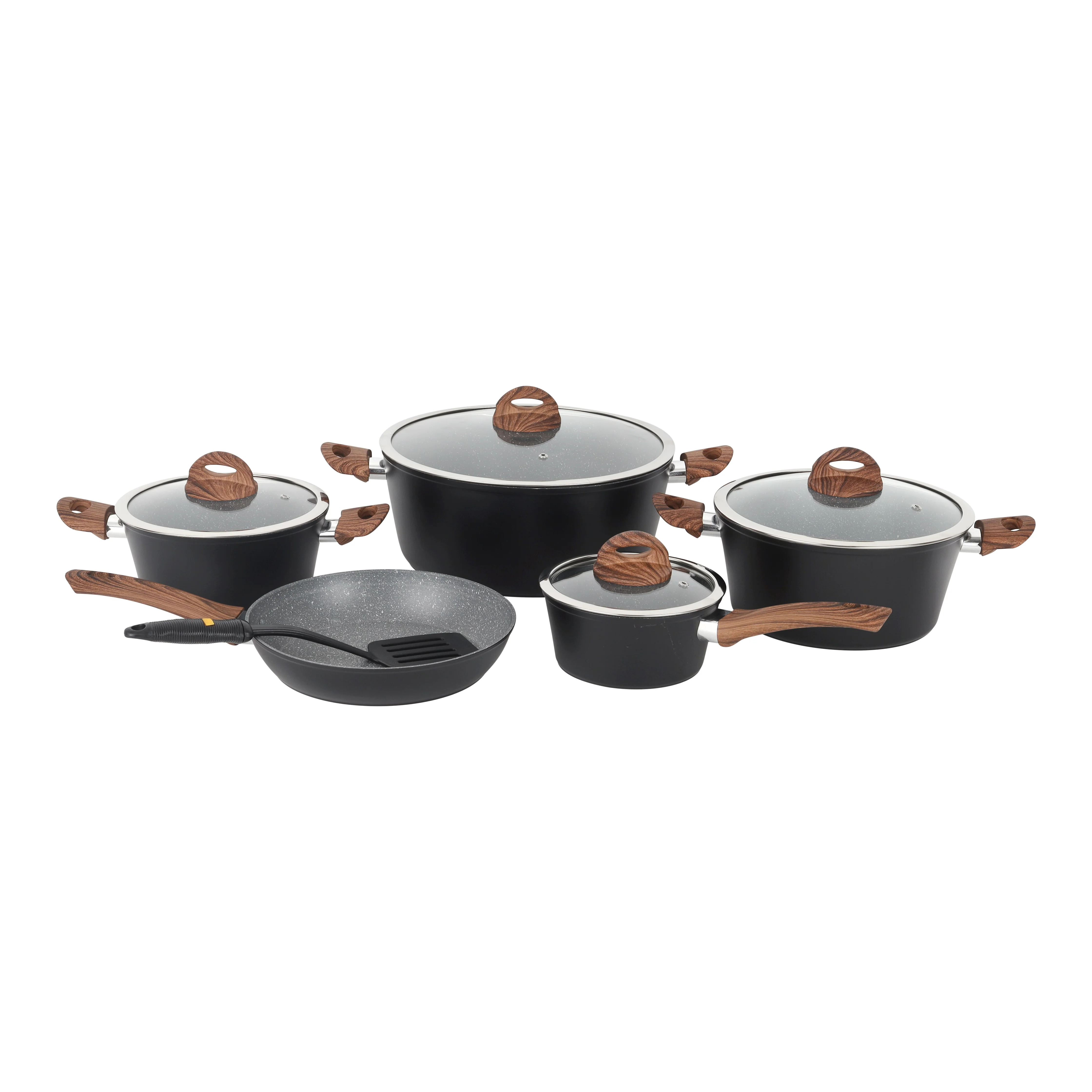 Delcasa DC3451 10PCS granite non-stick cookware set| forged aluminum body & induction compatible base| 5-layer construction, durable pots & pans for everyday use|
