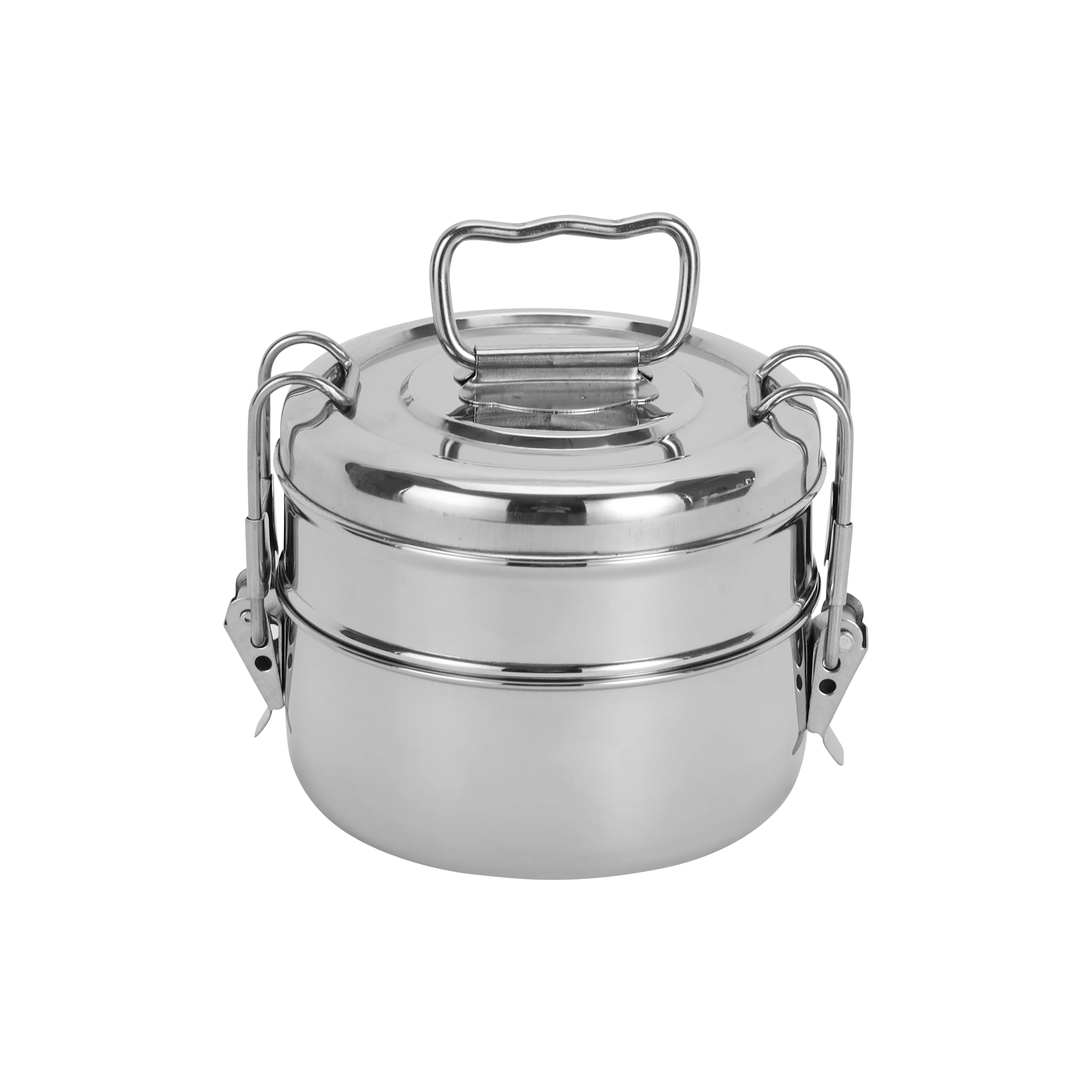Delcasa DC3518 2 Tier Stainless Steel Food Container| Durable Lunch & Food Storage Container with Secure Locking Clip| Lightweight Anti Rust Design for Daily Use|