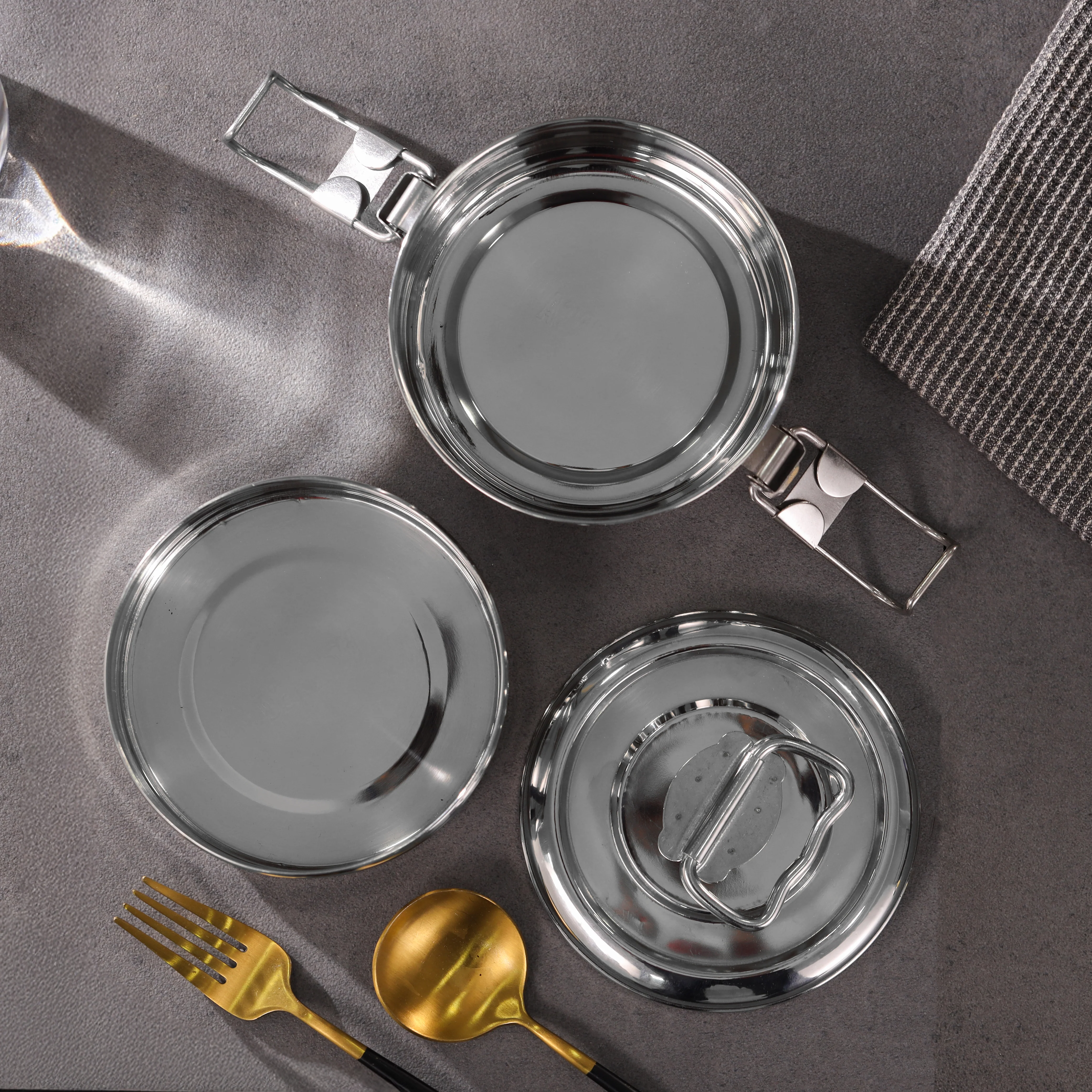 Delcasa DC3518 2 Tier Stainless Steel Food Container| Durable Lunch & Food Storage Container with Secure Locking Clip| Lightweight Anti Rust Design for Daily Use| - Image 5