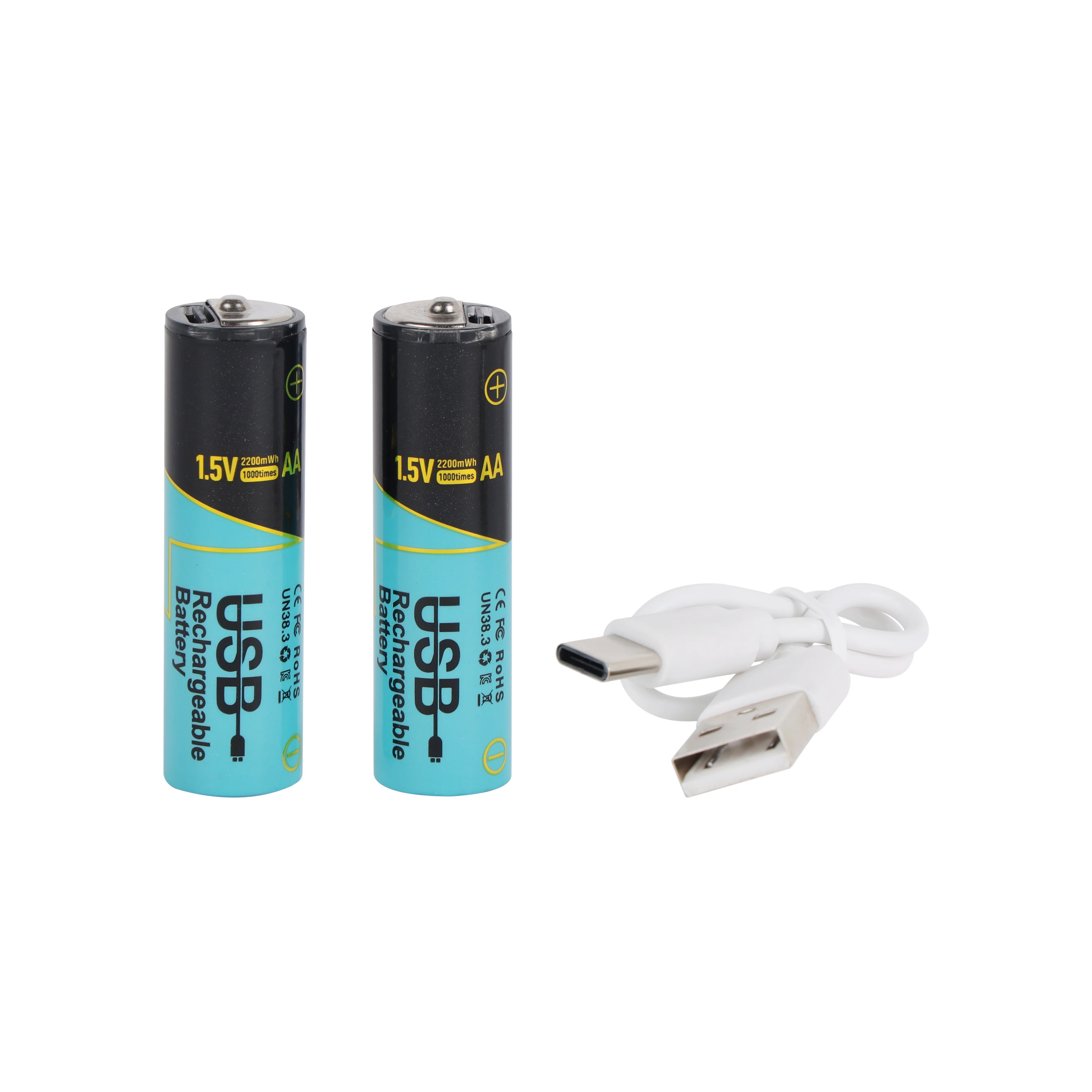 Krypton KNBP5481 USB Rechargeable AA Battery| 1.5V with 2200 mWh capacity and up to 1000 recharge cycles| USB Type-C charging, LED indicator, long-lasting power|