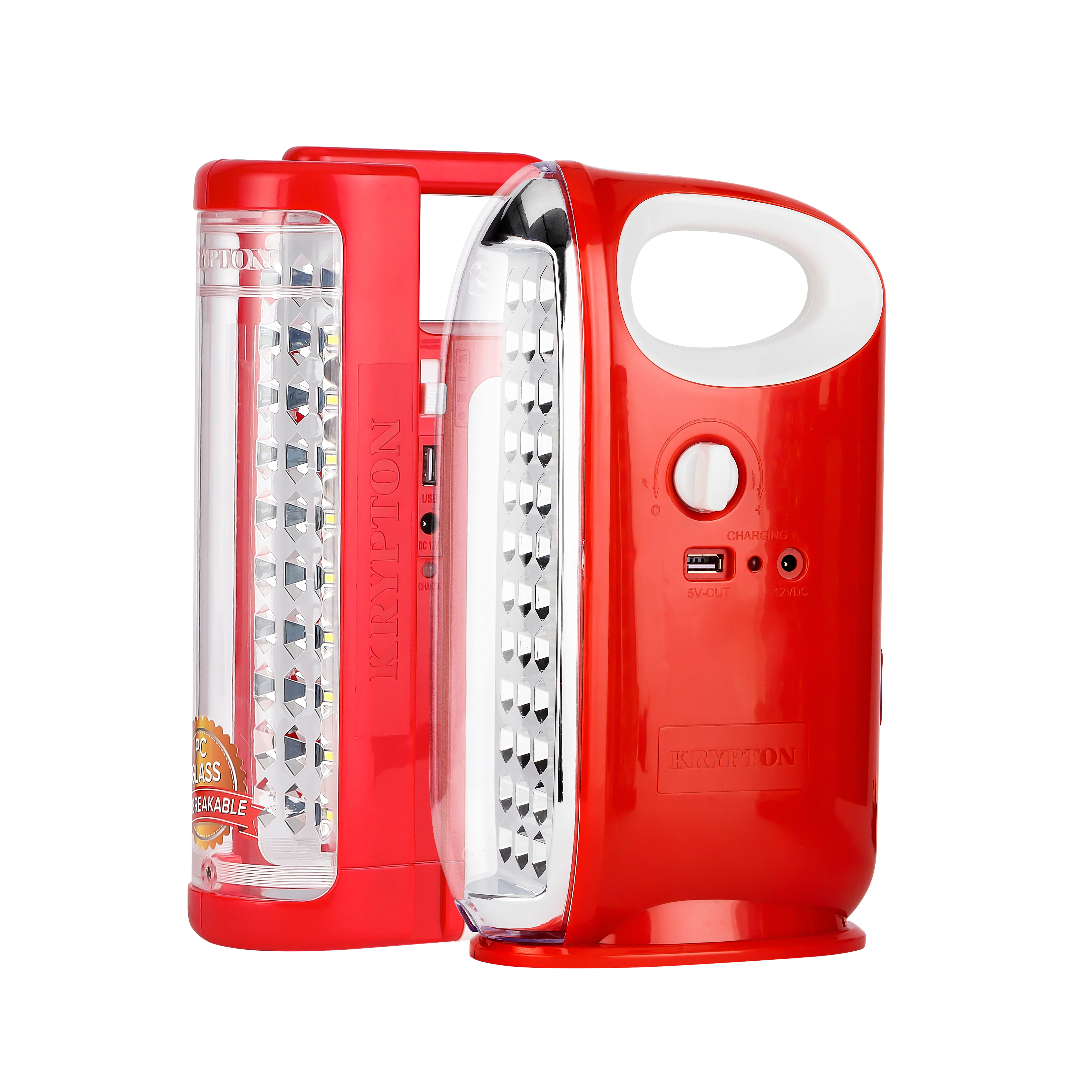 Krypton KNE5179 Rechargeable Emergency Lantern| 60 hours backup, solar input & USB output| dual SMD LEDs, dimmer control, 4V battery for reliable indoor & outdoor|