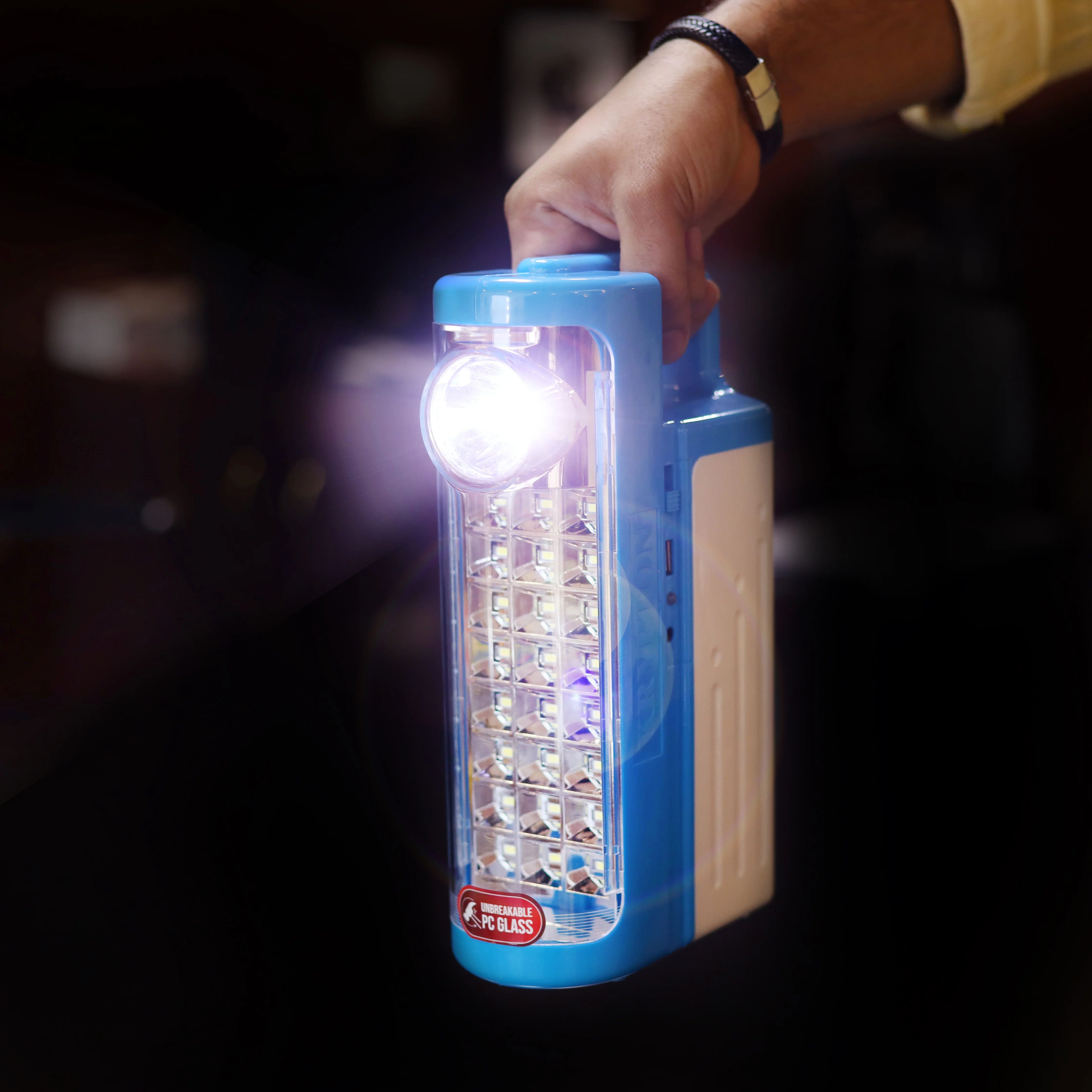 Krypton KNE5185 Rechargeable Emergency Lantern| 24 SMD LEDs with 3W Torch| Solar Charging, Power Bank Function, Long Backup Battery, Portable Light for Home, Camping & Power Cuts| - Image 3