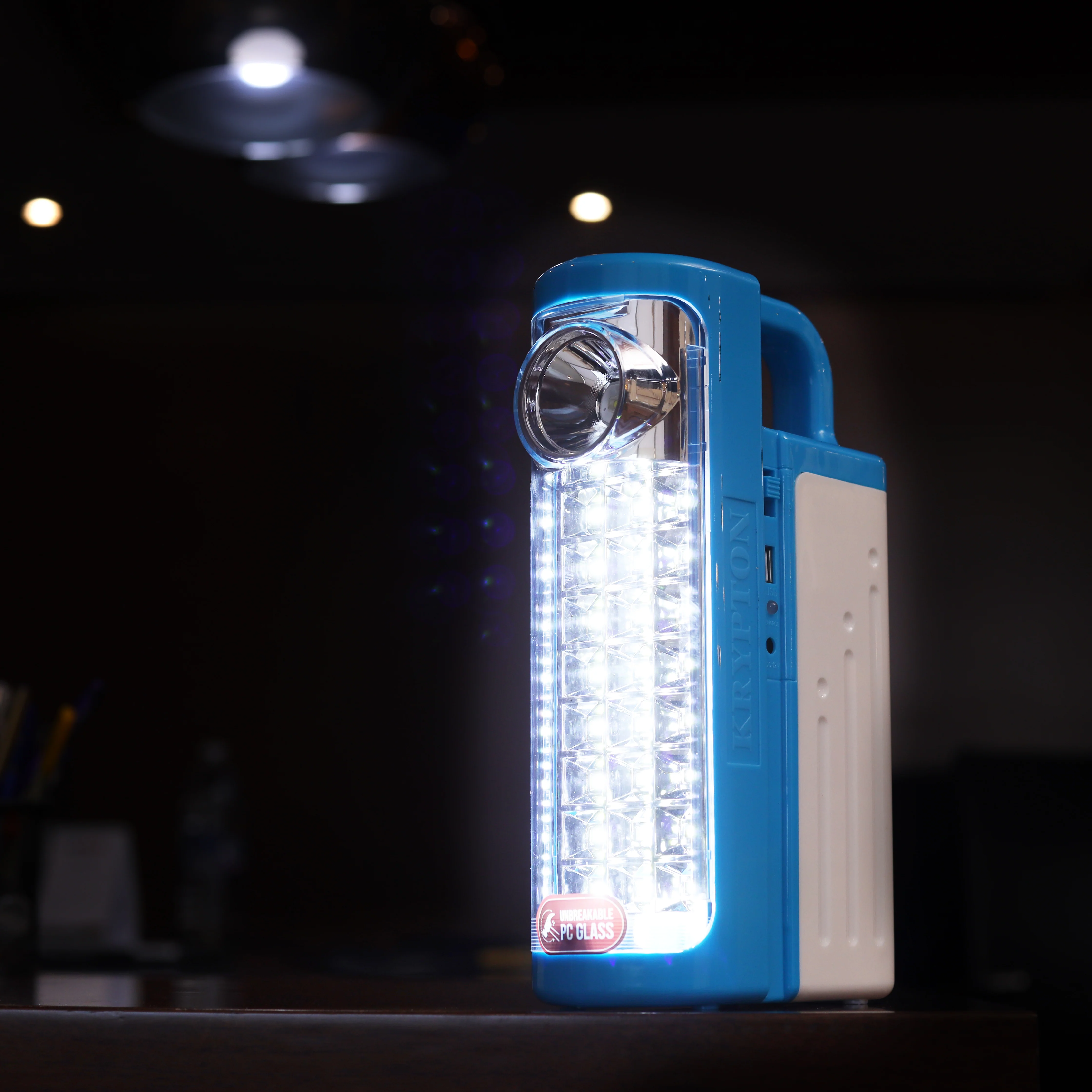 Krypton KNE5185 Rechargeable Emergency Lantern| 24 SMD LEDs with 3W Torch| Solar Charging, Power Bank Function, Long Backup Battery, Portable Light for Home, Camping & Power Cuts| - Image 4
