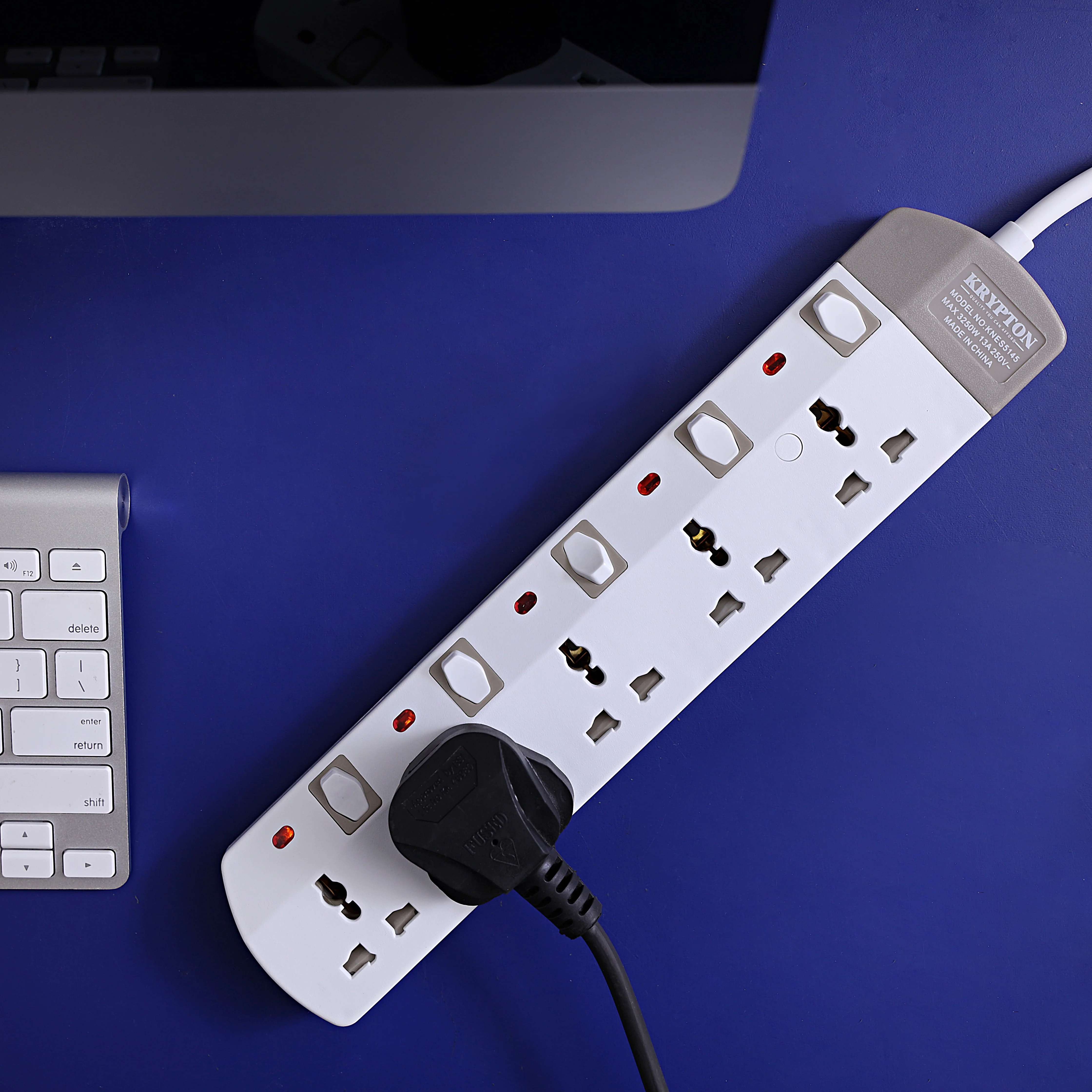 Krypton KNES5145 5 Way Extension Socket with 3M cord| 13A protection & features individual switches| over-current safety and fireproof build for home and office use| - Image 2