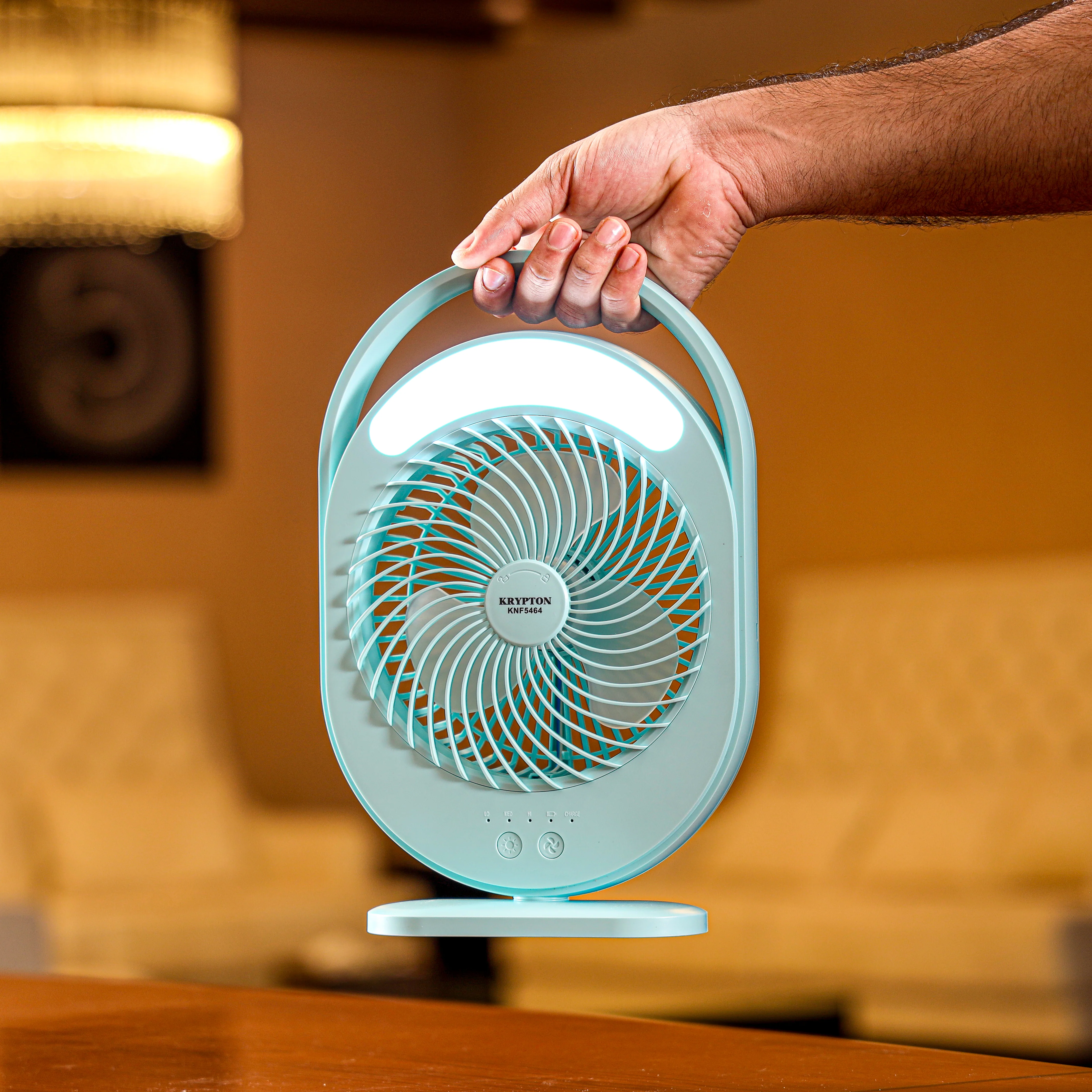 Krypton KNF5464 Rechargeable Mini LED Fan| cooling with 3 speed settings, built-in night light, quiet operation, and rechargeable battery for home or travel use| - Image 3