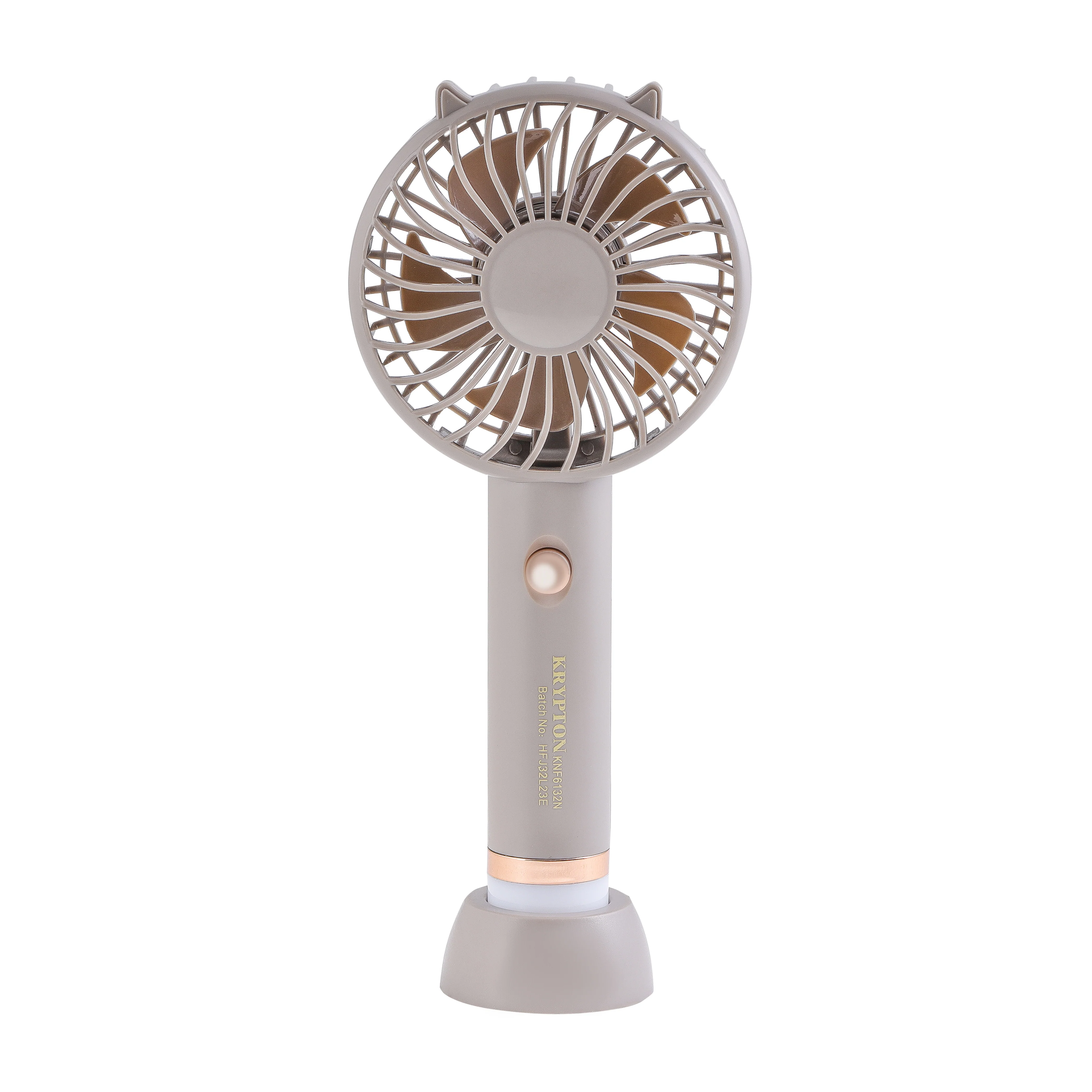 Krypton KNF6132N Mini Fan with LED Light| portable rechargeable design & strong airflow| long battery life, compact handheld use, & bright illumination for travel or home
