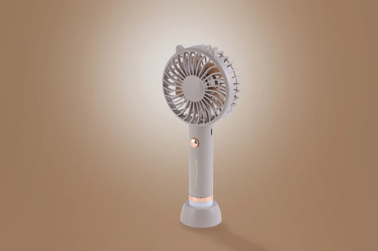 Krypton KNF6132N Mini Fan with LED Light| portable rechargeable design & strong airflow| long battery life, compact handheld use, & bright illumination for travel or home - Image 2