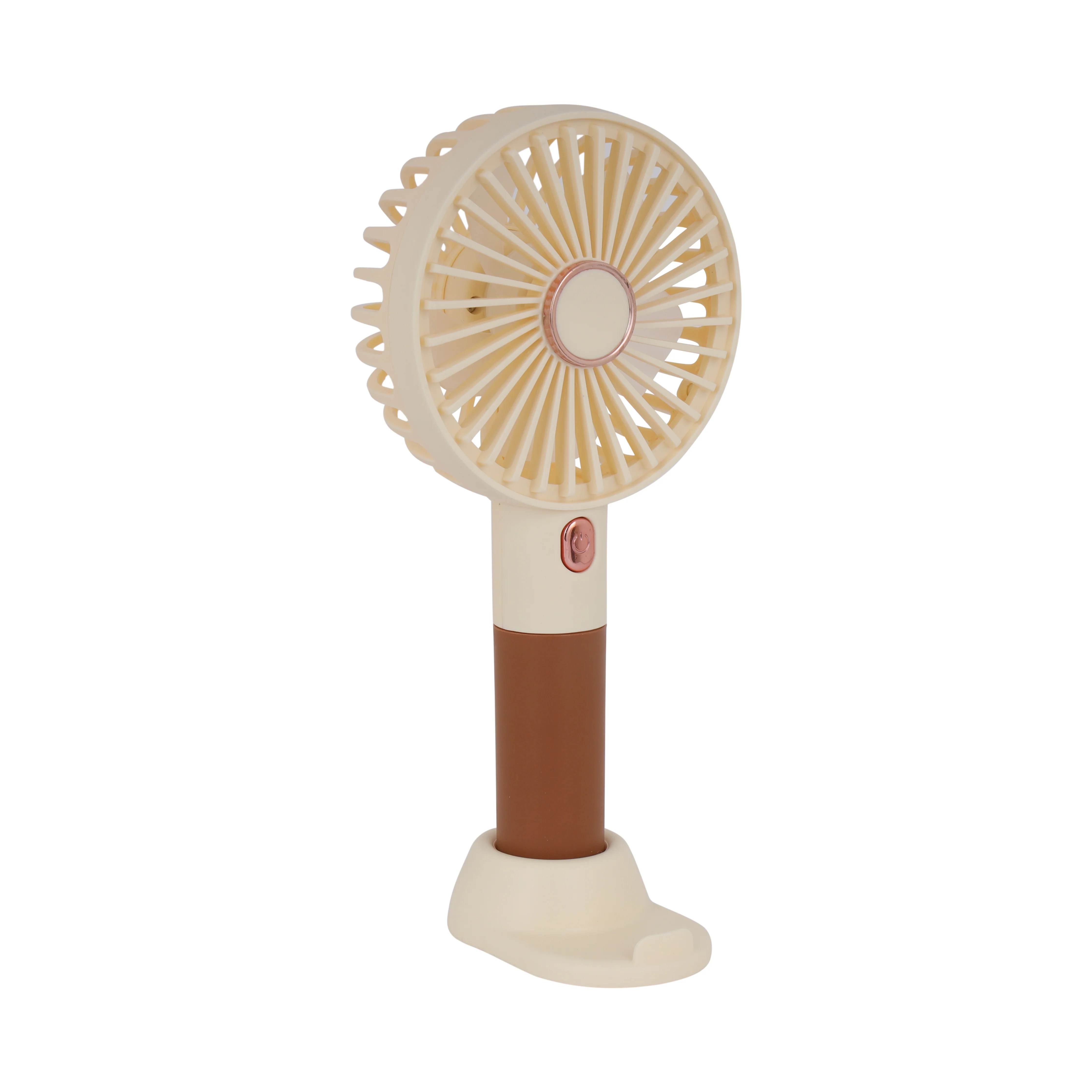 Krypton Rechargeable Handheld Fan- KNF6632/ 3 Speed Control, with Type-C Charging, 1.5-2 Hours Working Time/ Small, Lightweight, for Indoor and Outdoor Use by Women and Men, Makeup Artist, Table Base Bracket Included/ Brown, 2 Years Warranty - Image 2