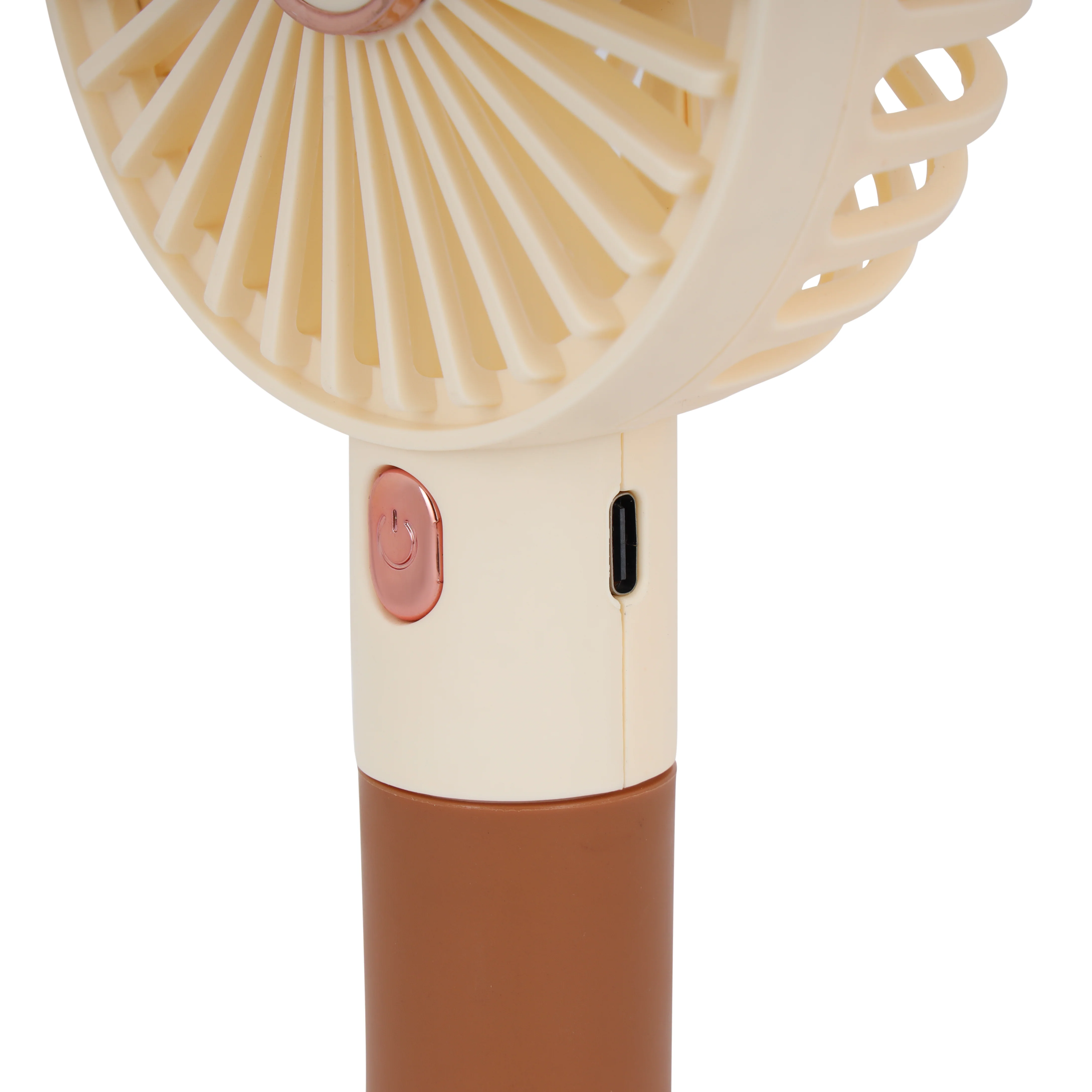Krypton Rechargeable Handheld Fan- KNF6632/ 3 Speed Control, with Type-C Charging, 1.5-2 Hours Working Time/ Small, Lightweight, for Indoor and Outdoor Use by Women and Men, Makeup Artist, Table Base Bracket Included/ Brown, 2 Years Warranty - Image 5