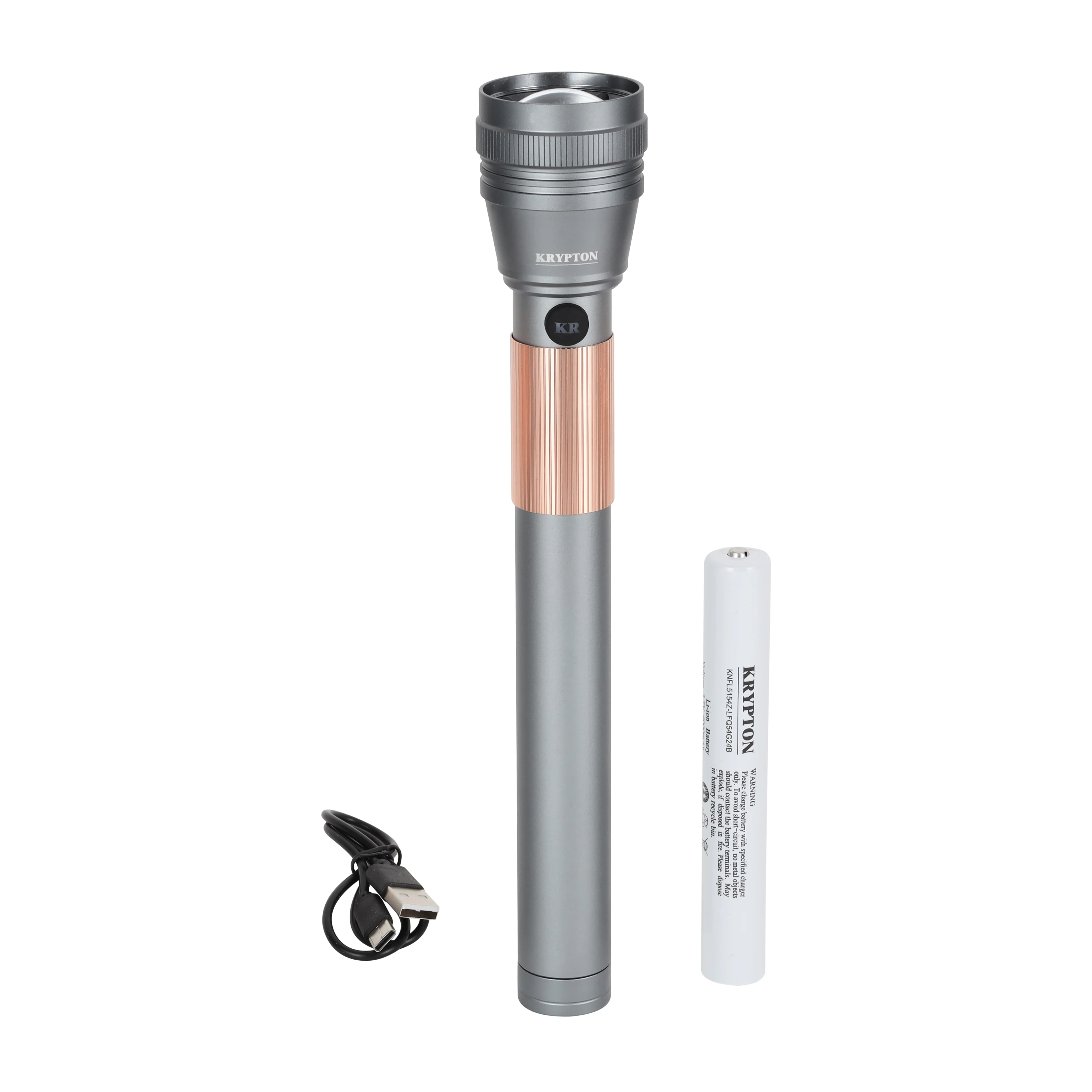 Krypton KNFL5154 Zoomable LED Flashlight| 20W High Power Beam with Type-C Rechargeable 6000mAh Battery| Aircraft Aluminum Body and Long-Range Torch for Outdoor Use| - Image 2