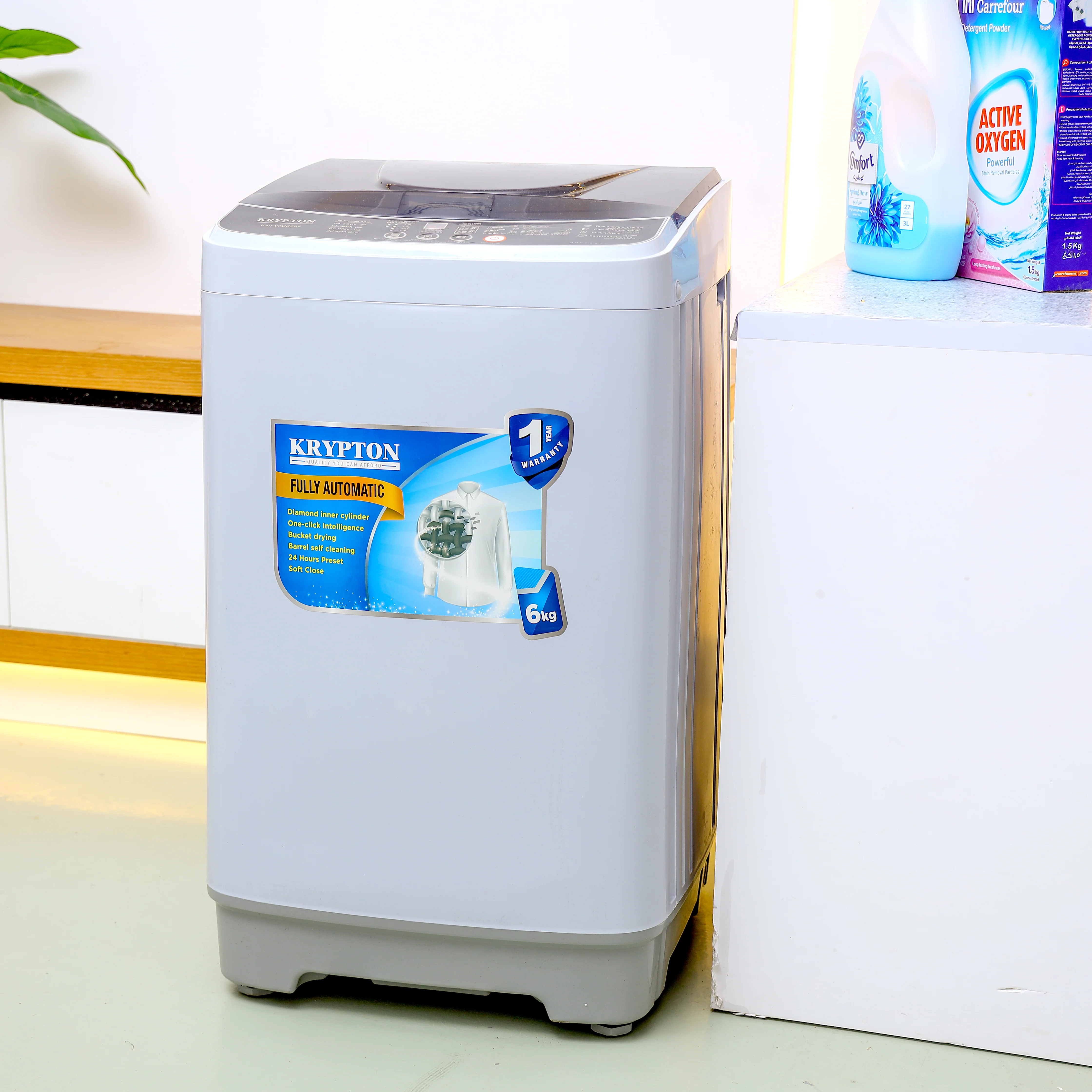 Krypton KNFWM6294 Fully Automatic Washing Machine 6KG| Top Load Design with Diamond Inner Drum| One-Touch Wash, Bucket Drying, Low Noise Operation & Compact Build| - Image 5