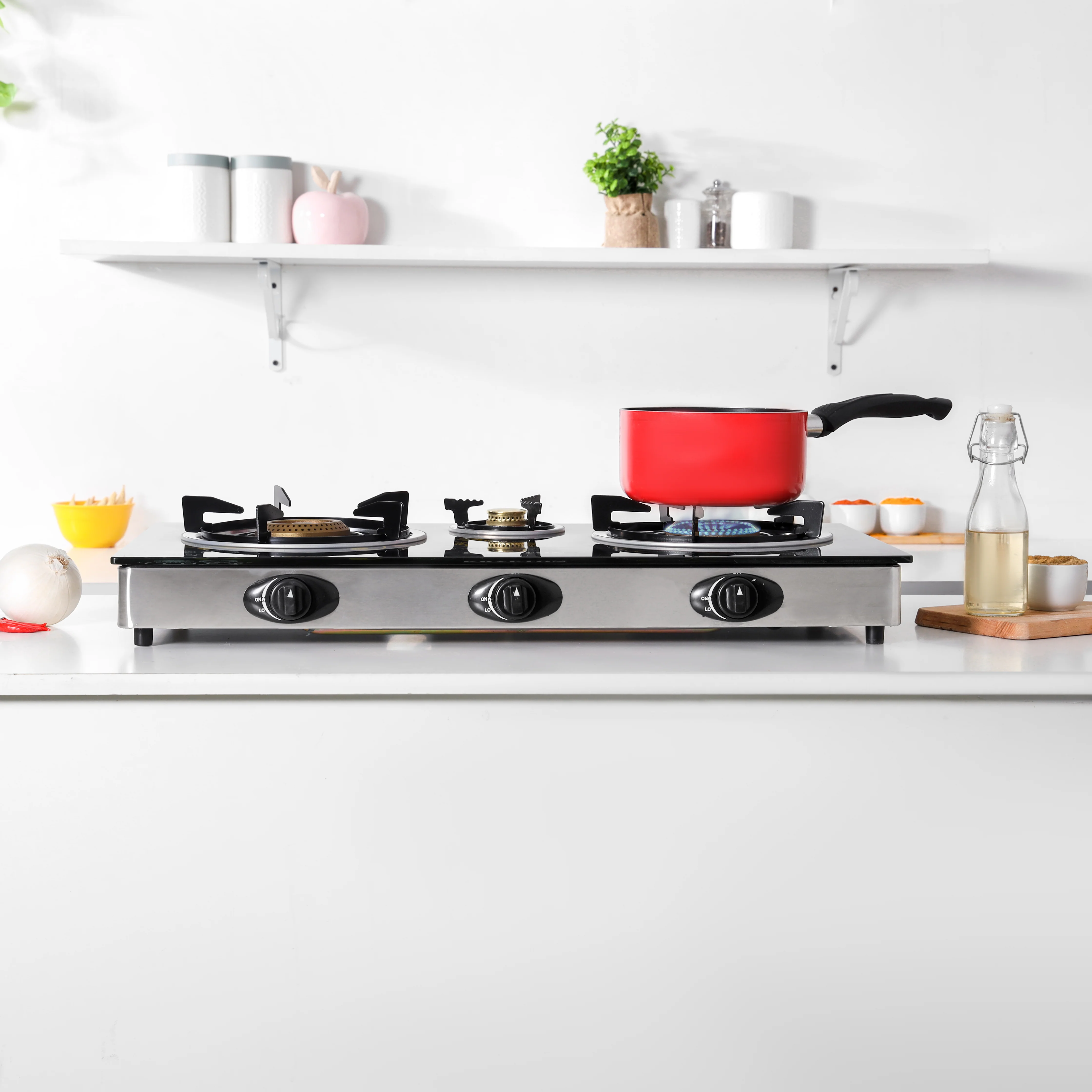 Krypton KNGC6060 stainless steel gas cooker | three high-efficiency burners with auto ignition| pan supports, and safe LPG operation for fast reliable daily cooking| - Image 3