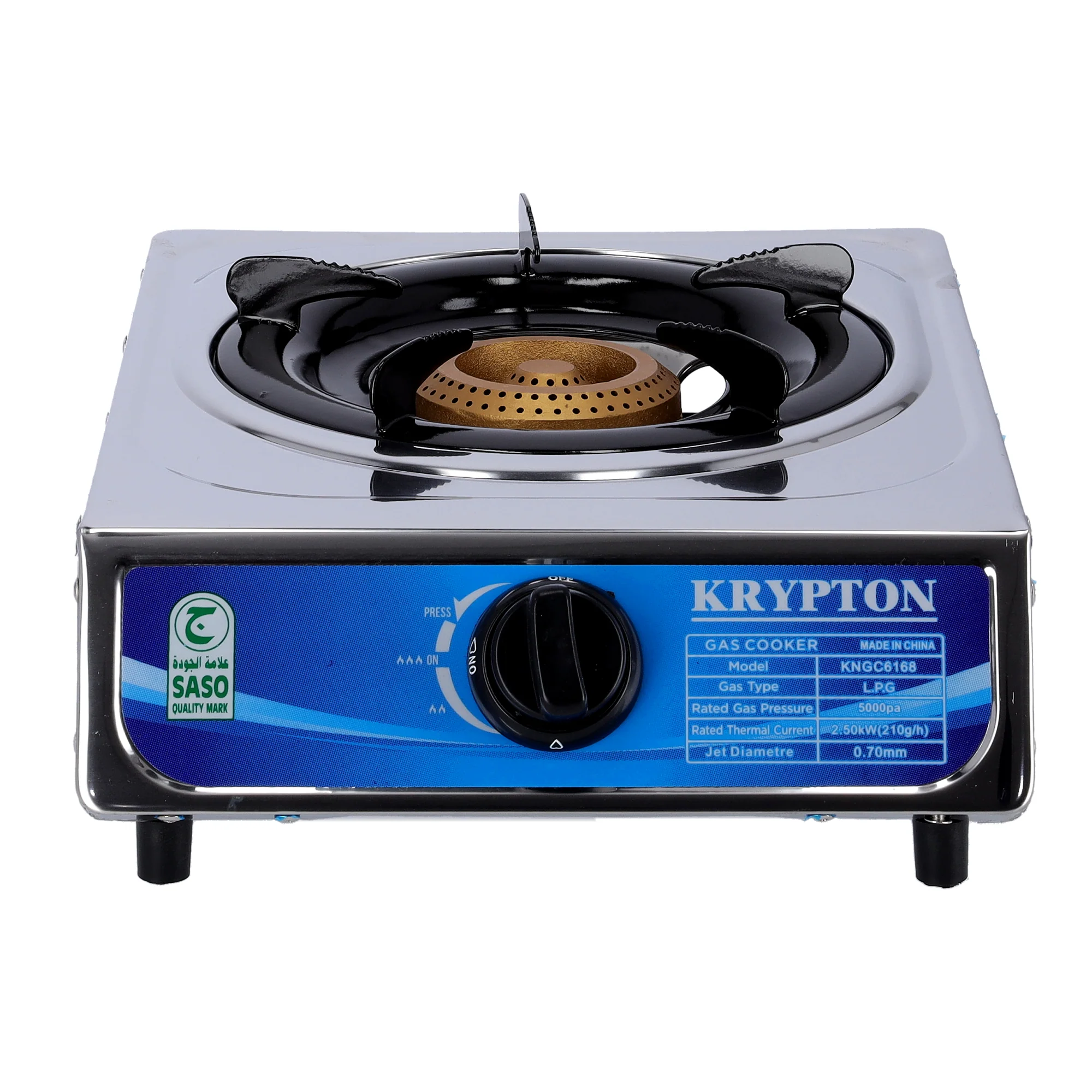Krypton KNGC6168 Stainless Steel Gas Cooker| Auto Ignition features durable build & low gas consumption| 90mm burner & efficient 2.5kW performance for daily use|