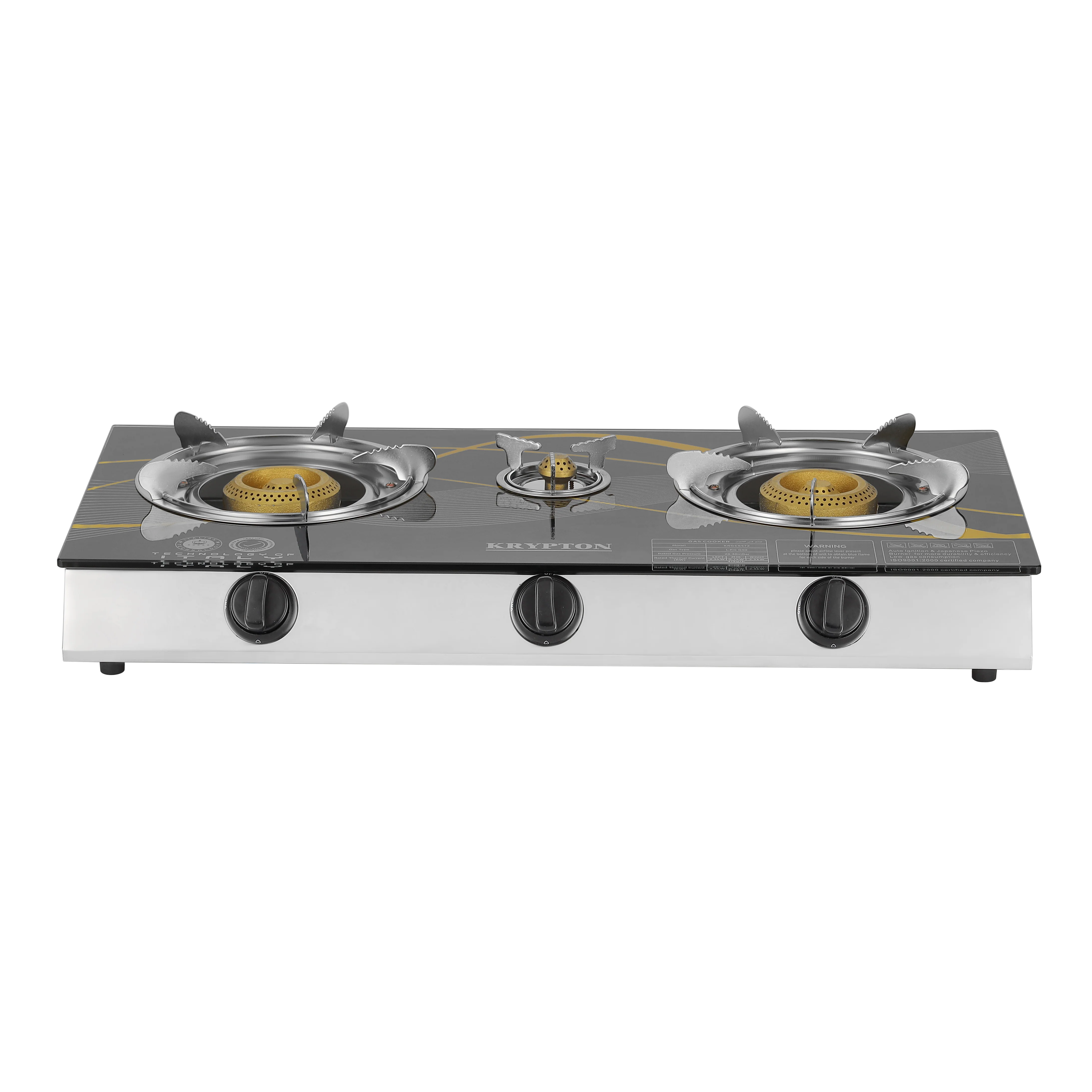 Krypton KNGC6572 Gas Cooker | 3 efficient burners, durable stainless-steel body & auto ignition system| low gas consumption, reliable performance for everyday needs| - Image 2