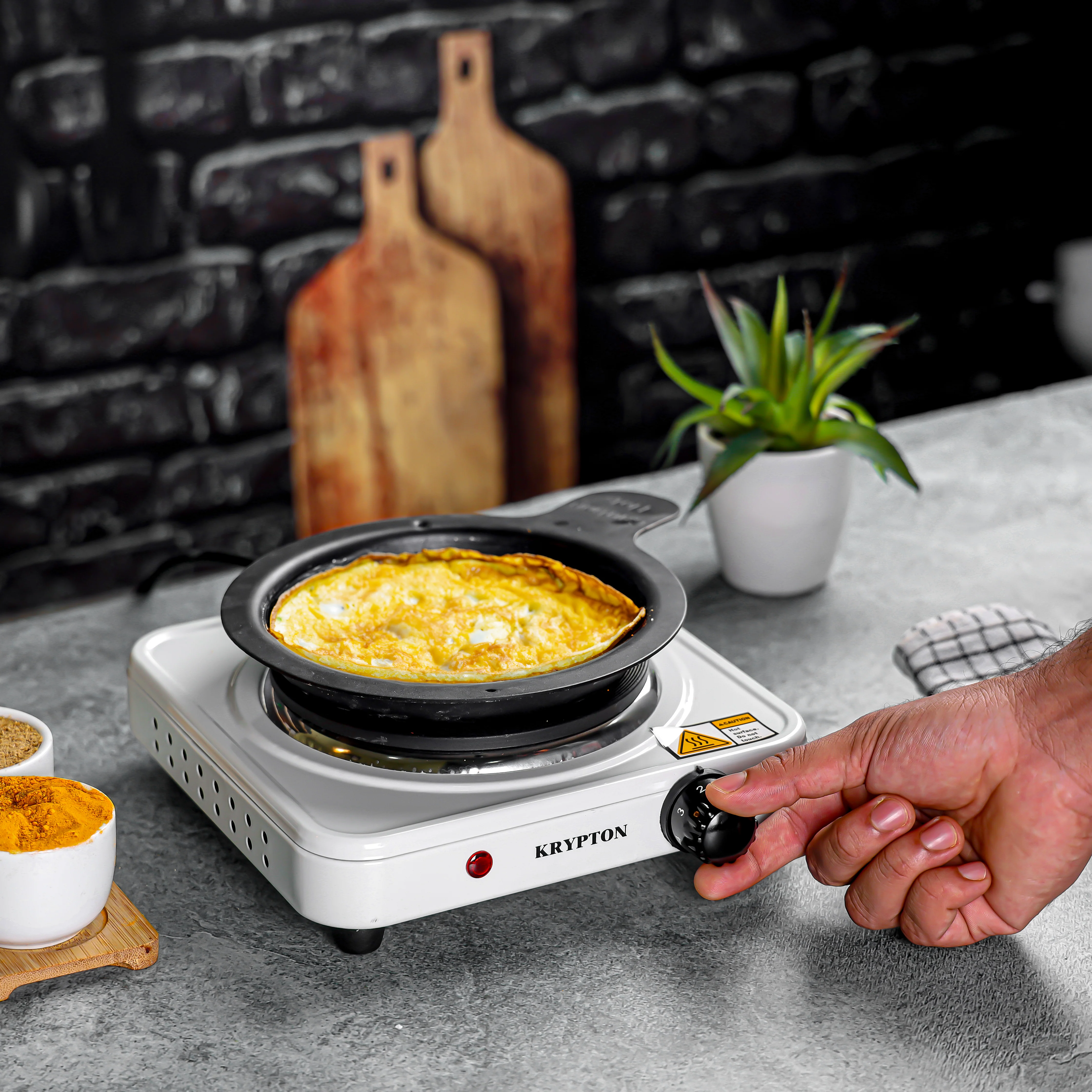 Krypton KNHP5305 Electric Single Hot Plate | 1000W fast heating with adjustable temperature control| compact design, safety protection, and efficient daily cooking| - Image 3