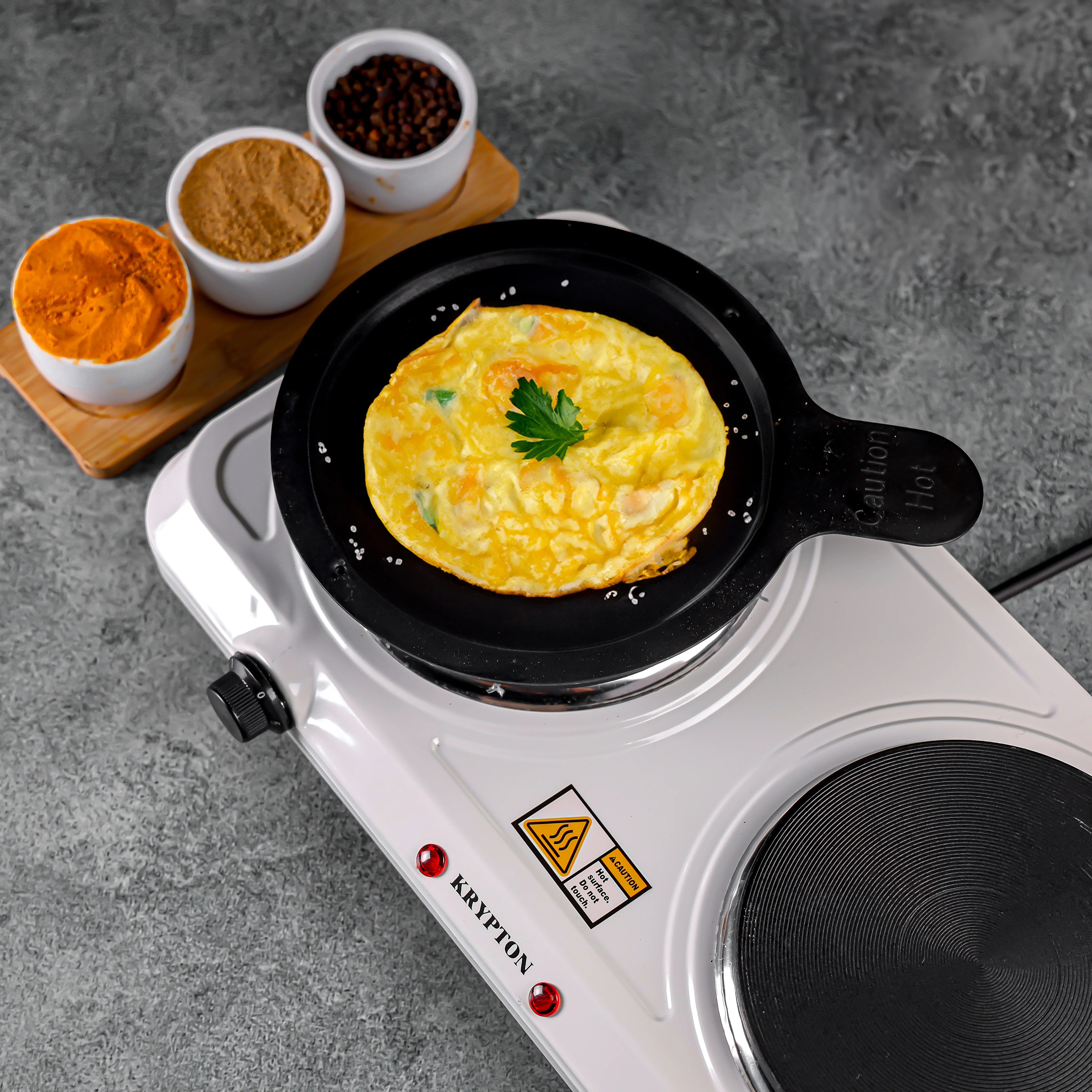 Krypton KNHP5306 Electric Double Hot Plate 2000W | dual solid plates, adjustable temperature control, overheat protection, indicator light for safe & efficient cooking| - Image 3