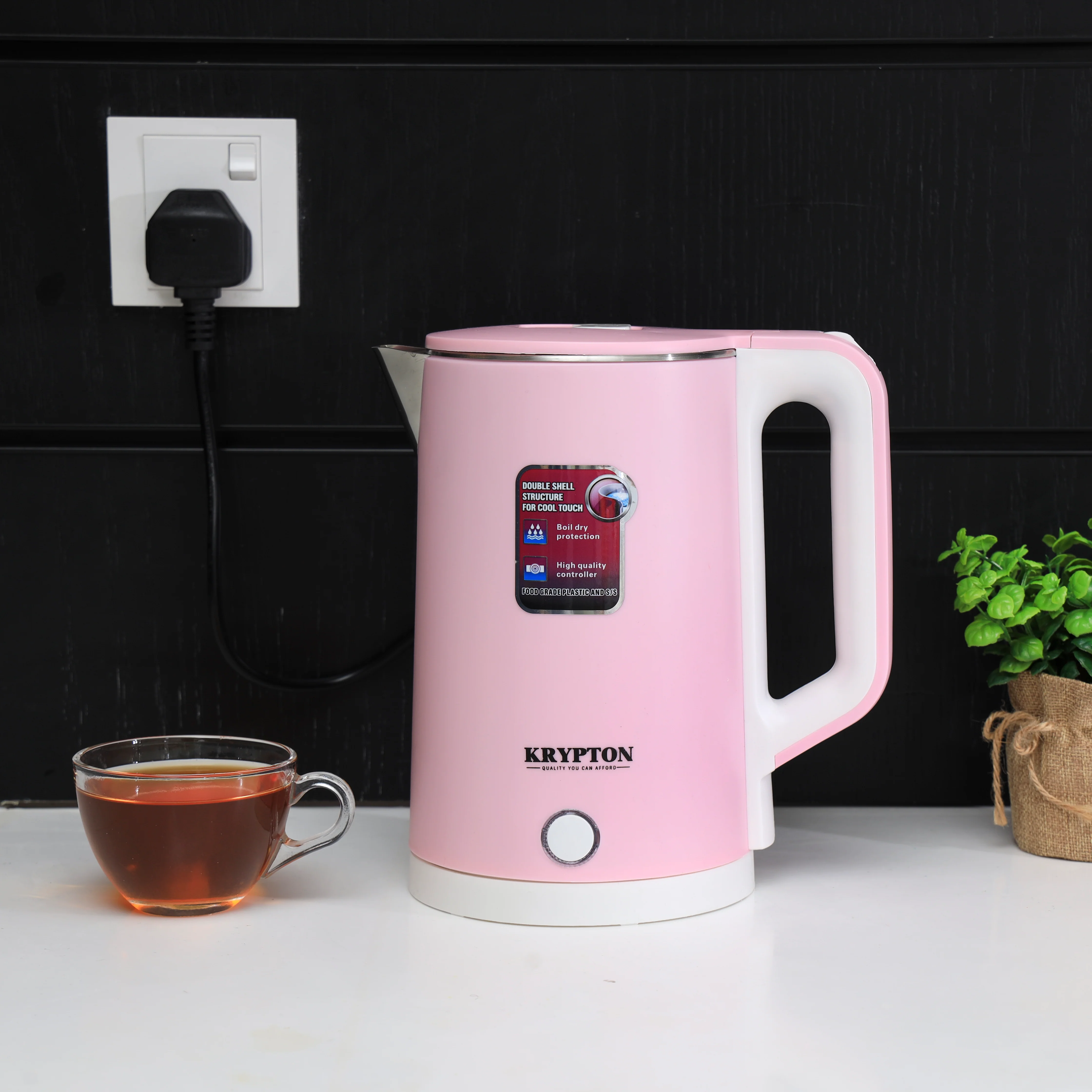Krypton KNK6062 Double Layer Electric Kettle 1.8L | stainless steel inner body, 1500W fast heating, auto cut-off safety, boil-dry protection, & 360° cordless base design - Image 5
