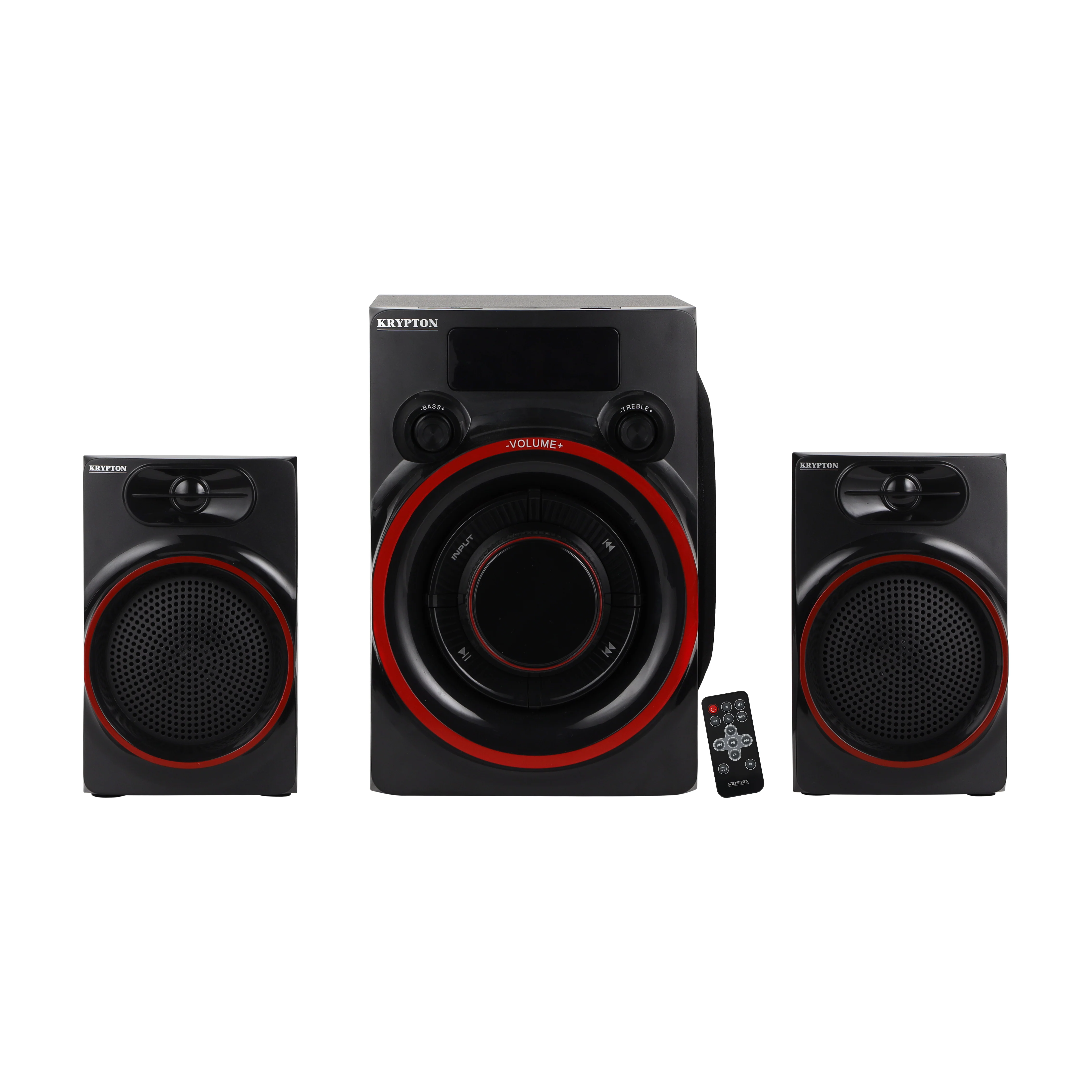 Krypton KNM5199N 2.1 Channel Multimedia Speaker System with Bluetooth| delivers powerful bass, clear stereo sound, LED display, & remote control for home entertainment