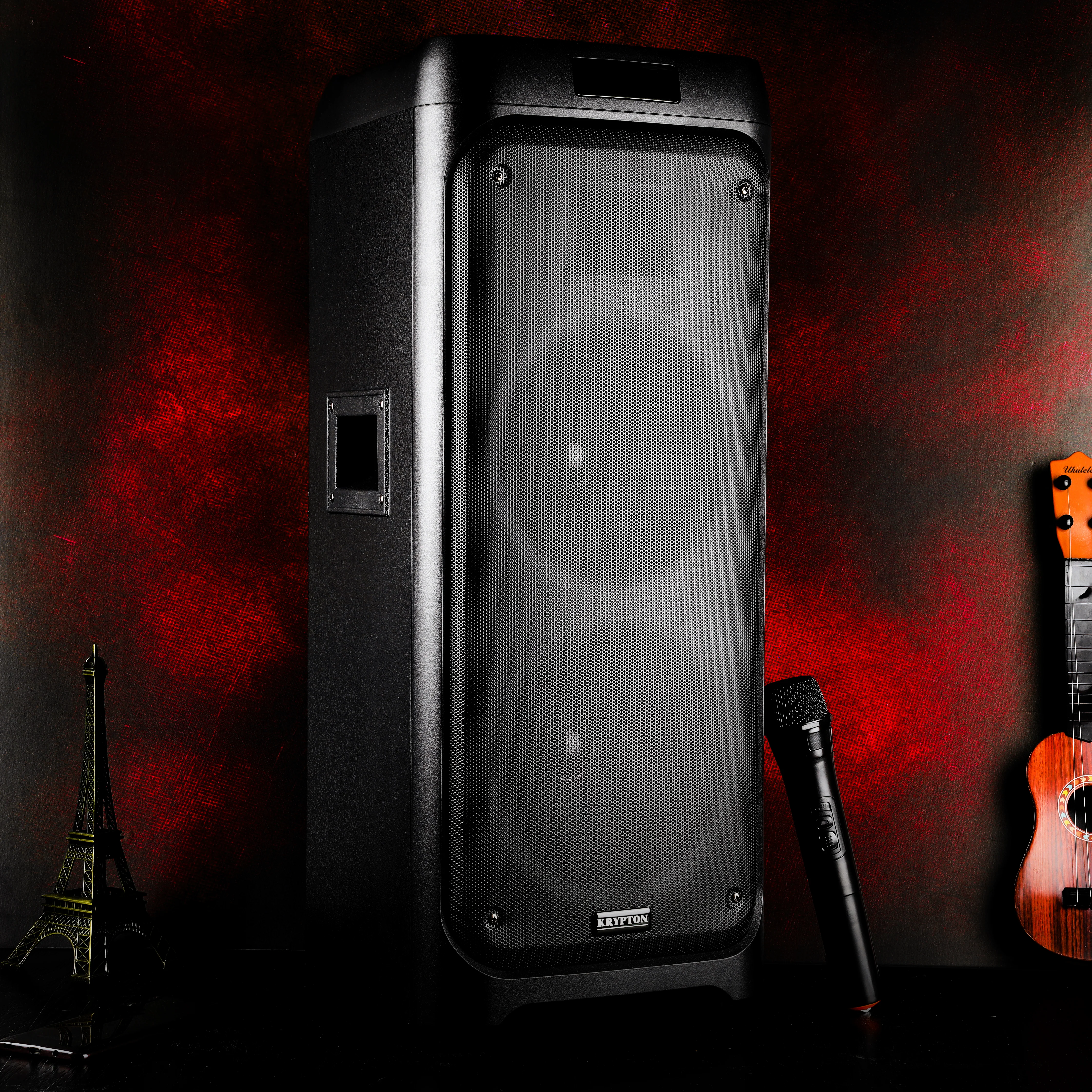 Krypton KNMS5194 Rechargeable Professional Speaker with wireless mic| Bluetooth streaming, TWS pairing, USB/FM playback, dynamic LED lights & powerful dual 6.5” drivers - Image 5