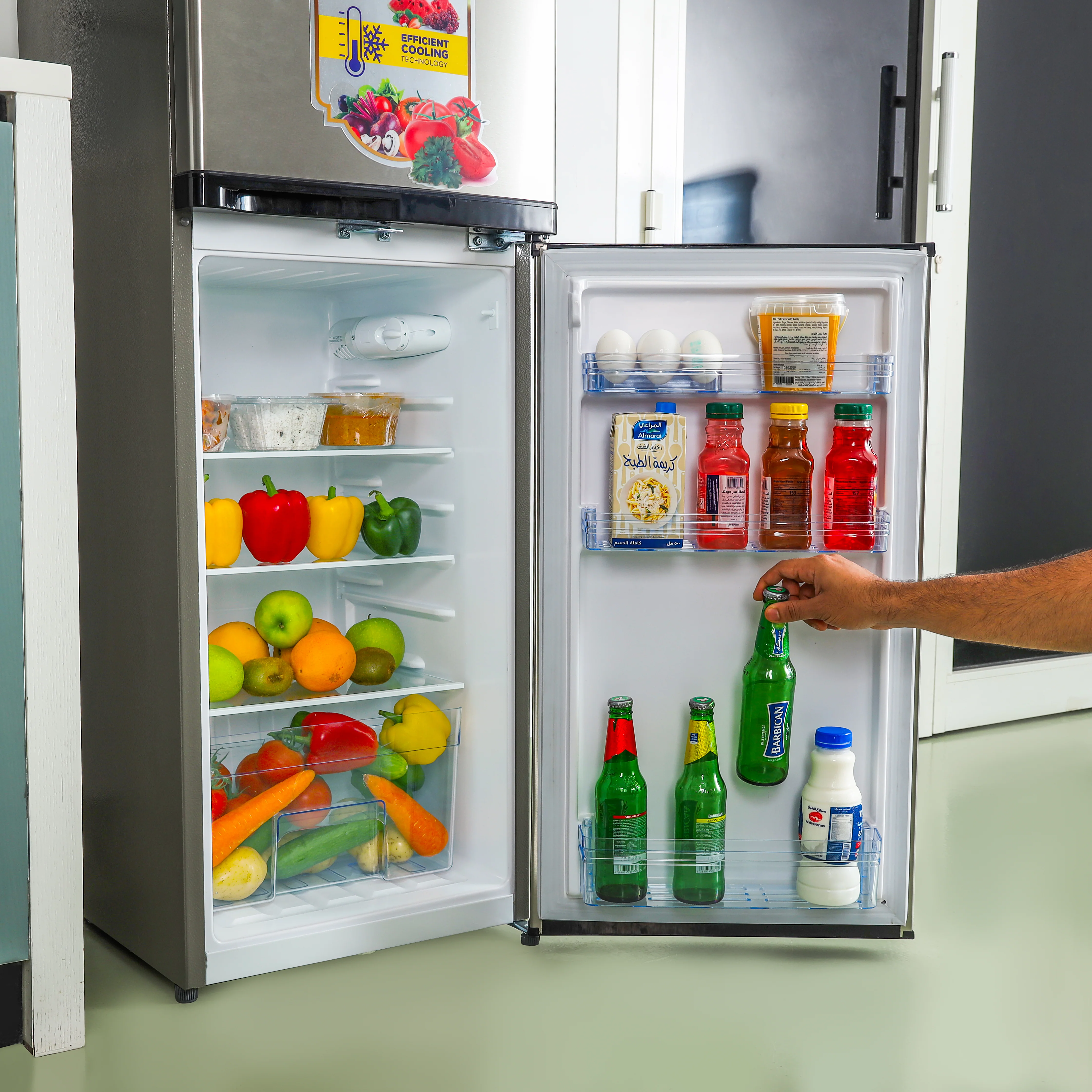 Krypton KNRF220 Double Door Defrost Refrigerator| quick cooling, low voltage support & interior light| large vegetable box, anti-bacterial gasket & door lock key| - Image 4