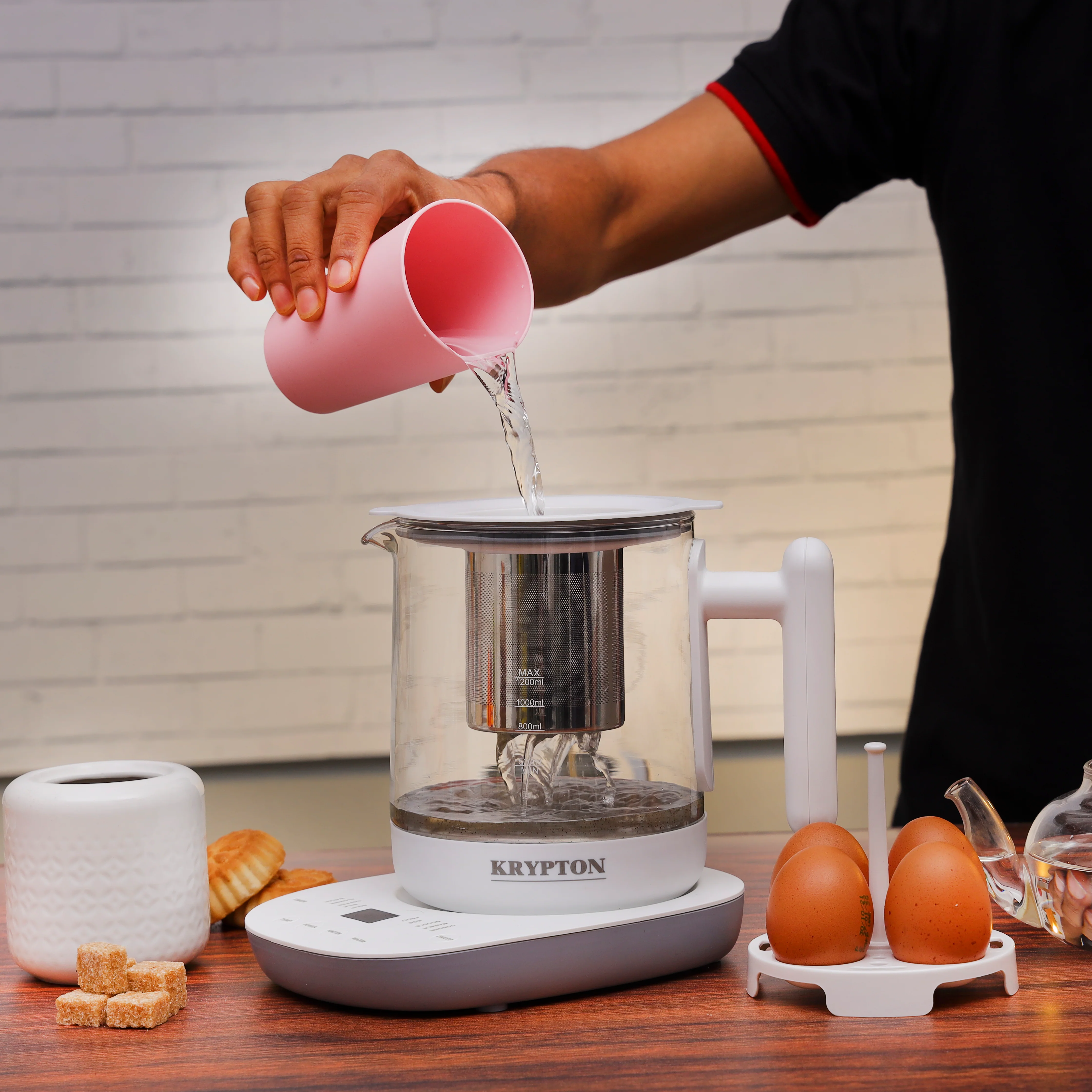 Krypton KNTM6384 Digital Tea Maker| 1.2L capacity, 10 smart cooking functions & LED display| auto shut-off, boil dry protection & durable glass body for daily use| - Image 4