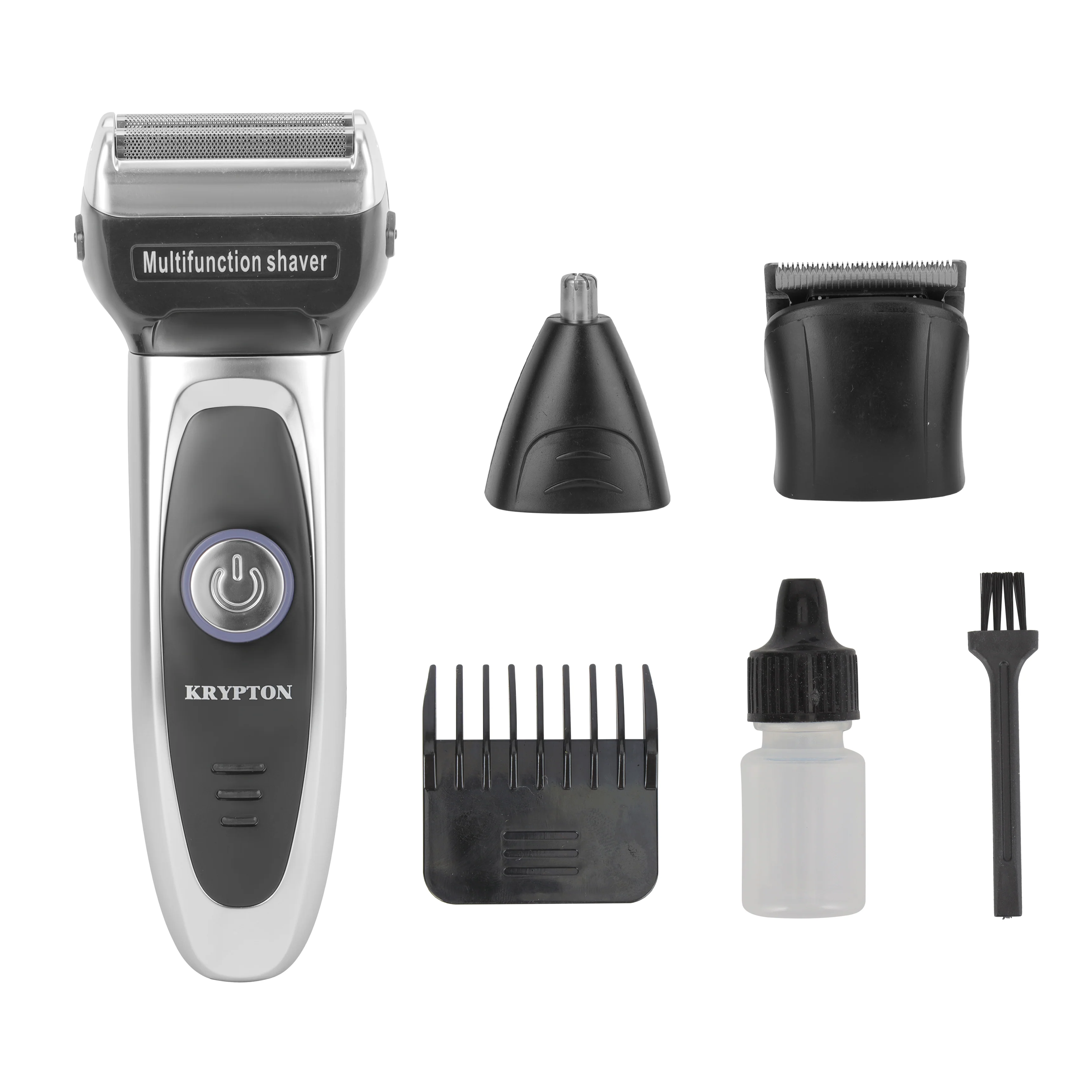 Krypton KNTR6574 3-in-1 Rechargeable Trimmer with 60 min runtime | sharp stainless steel blades, USB charging, hair, nose and electric shaver attachments