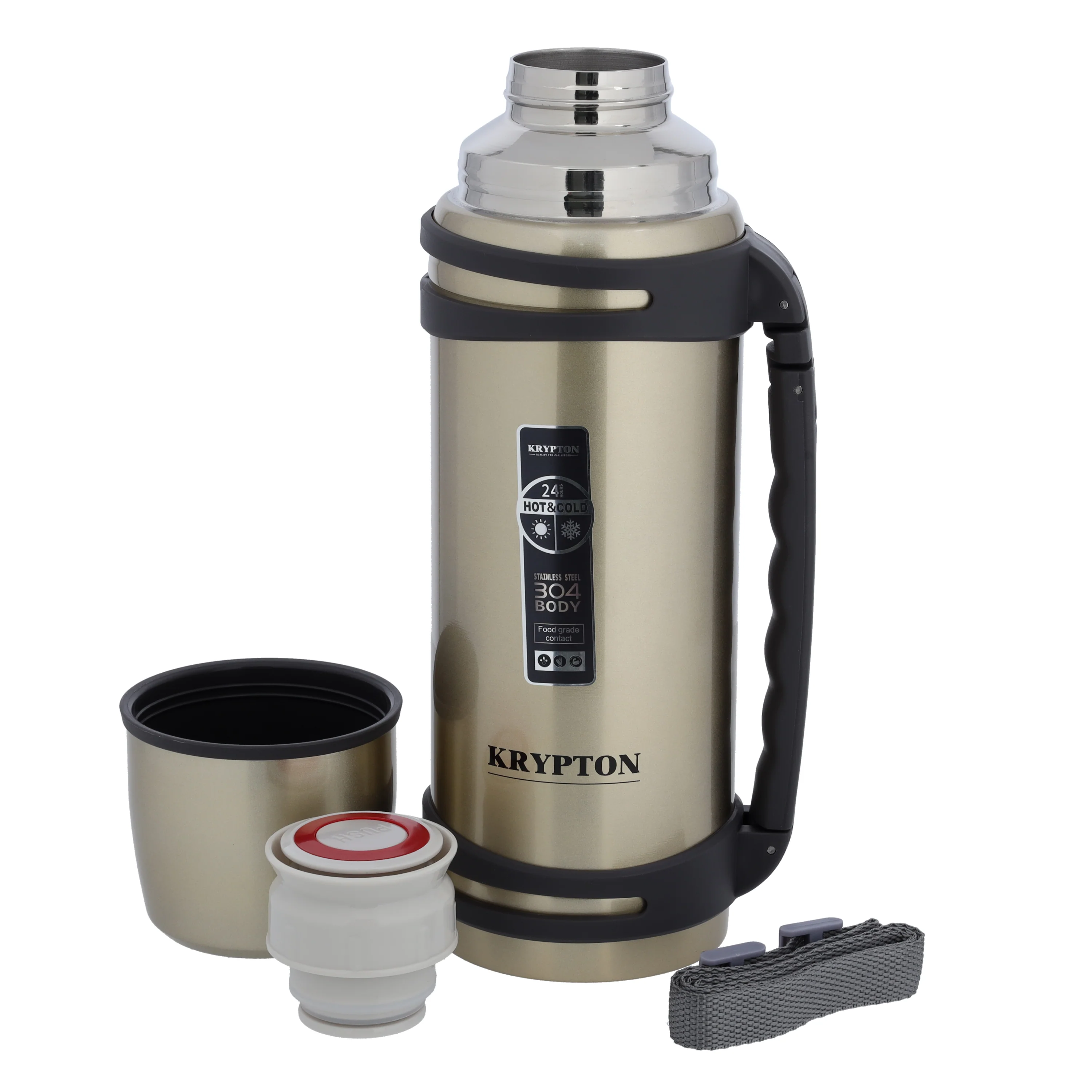 Krypton KNVF6334 1400ML Stainless Steel Vacuum Flask with 304 Body | Double Wall Vacuum Insulated | 24H Hot & Cold Retention | Foldable Handle & Cup Lid Design - Image 3