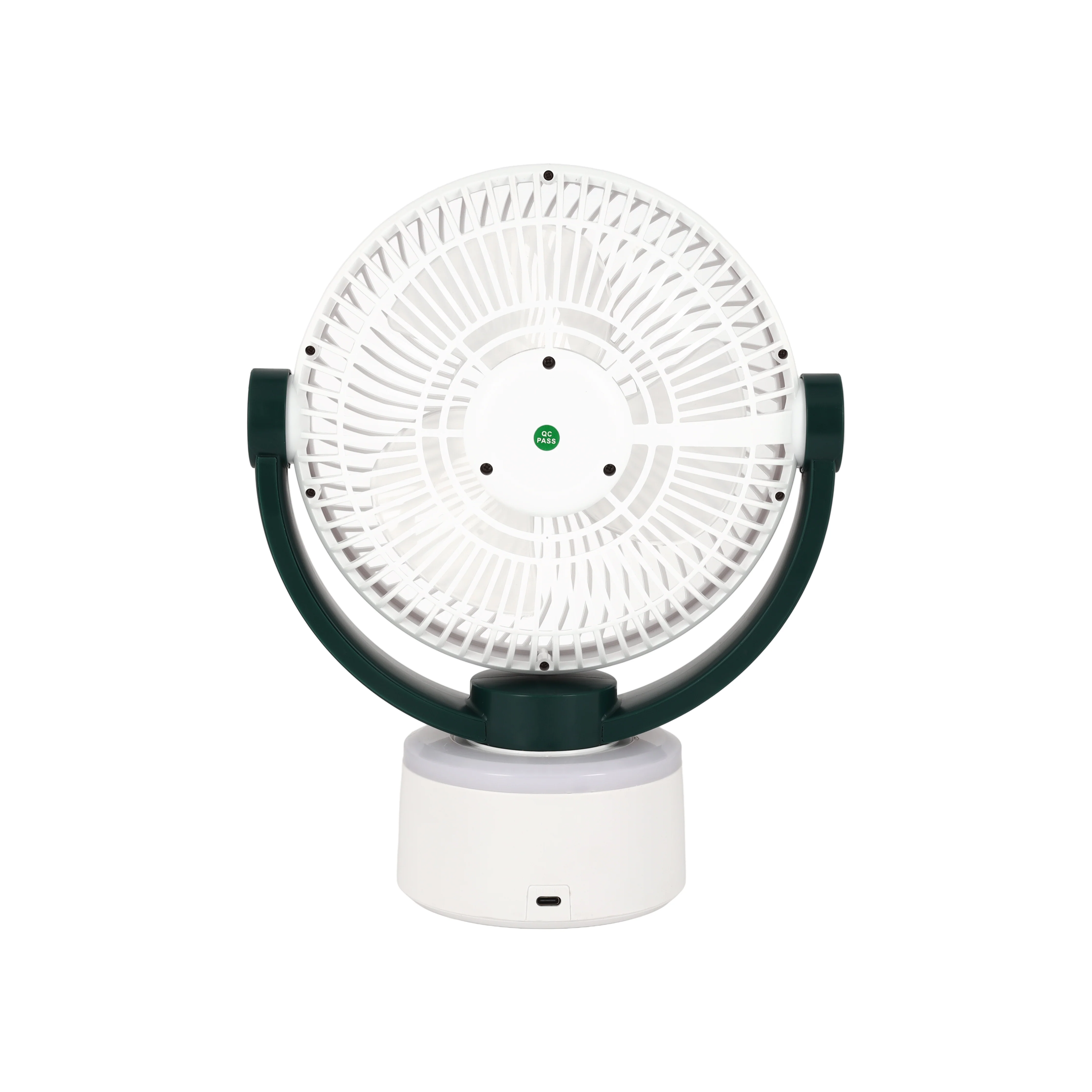 Olsenmark 8" Oscillating LED Table Fan- OMF1941/ 2-in-1, 2 Level Light Modes, Fans Works 9 Hours/ with Charging, Full-Charging, Overcharged and Working Indicator/ Perfect for Home, Office, Travel, Study Table, etc./ 2 Years Warranty, Green and White - Image 3